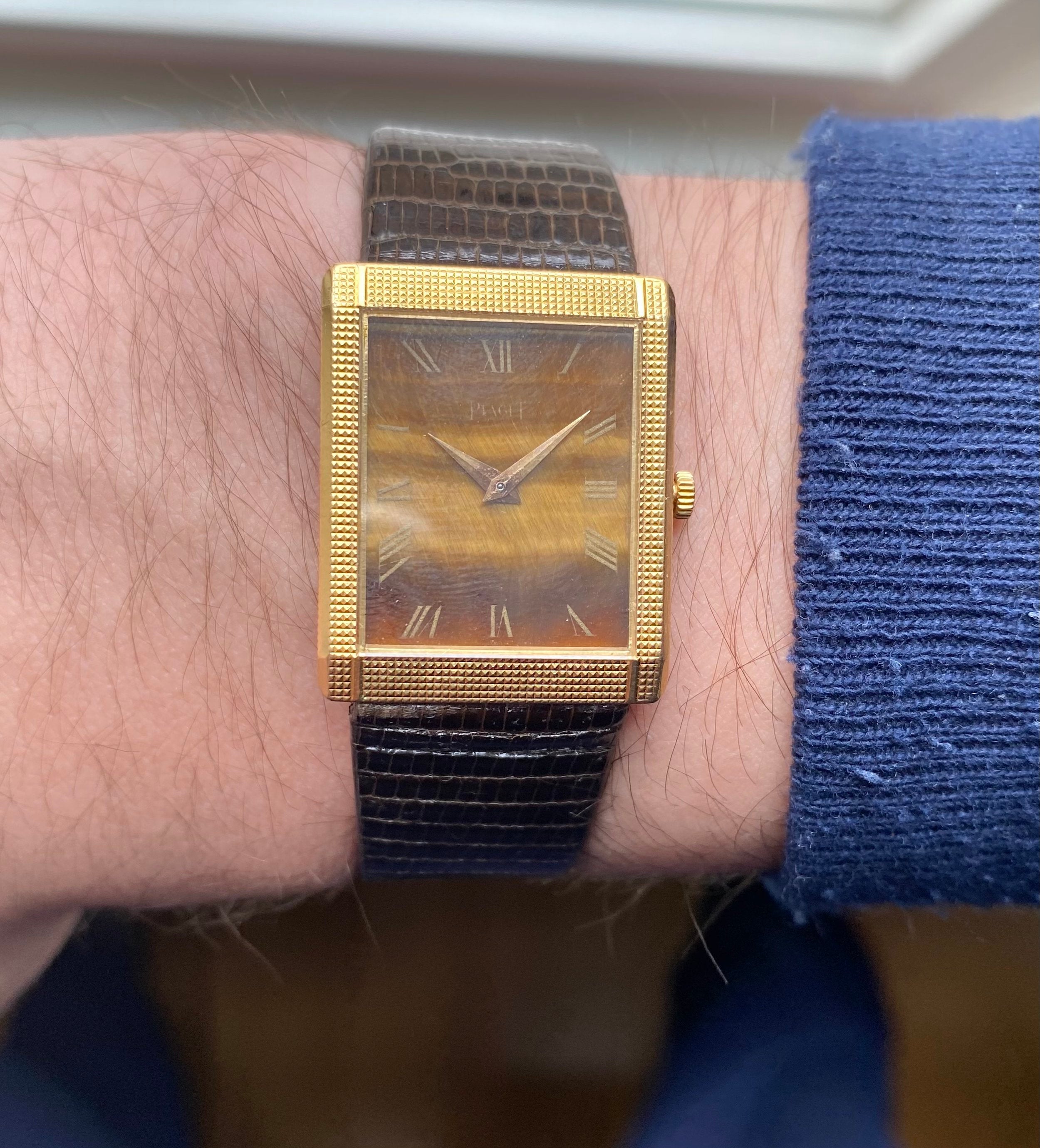Piaget Tank ref. 9151 — 18k Gold Tiger Eye with Papers