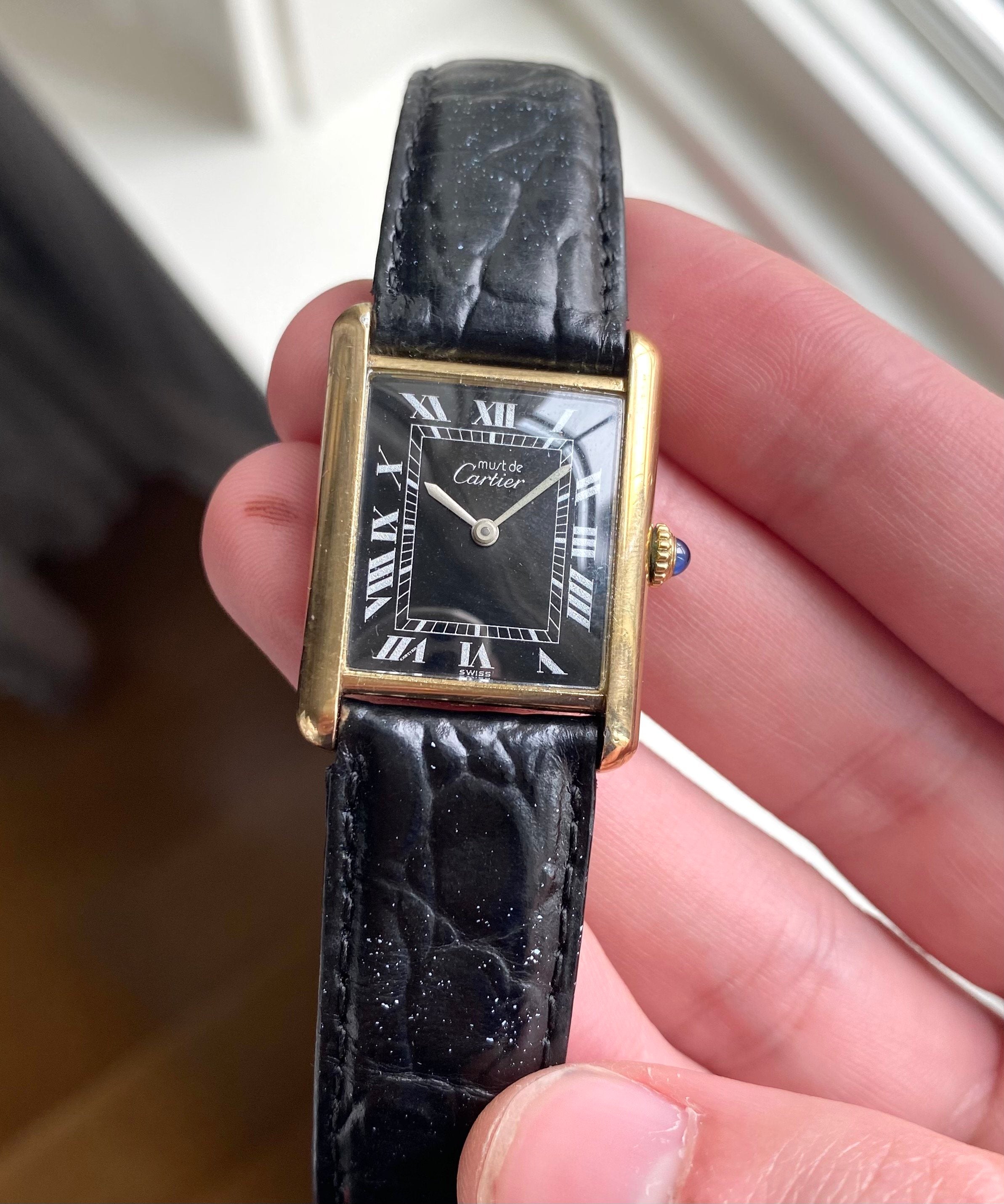 Cartier Tank — Black Roman Numeral Dial (Full Set)