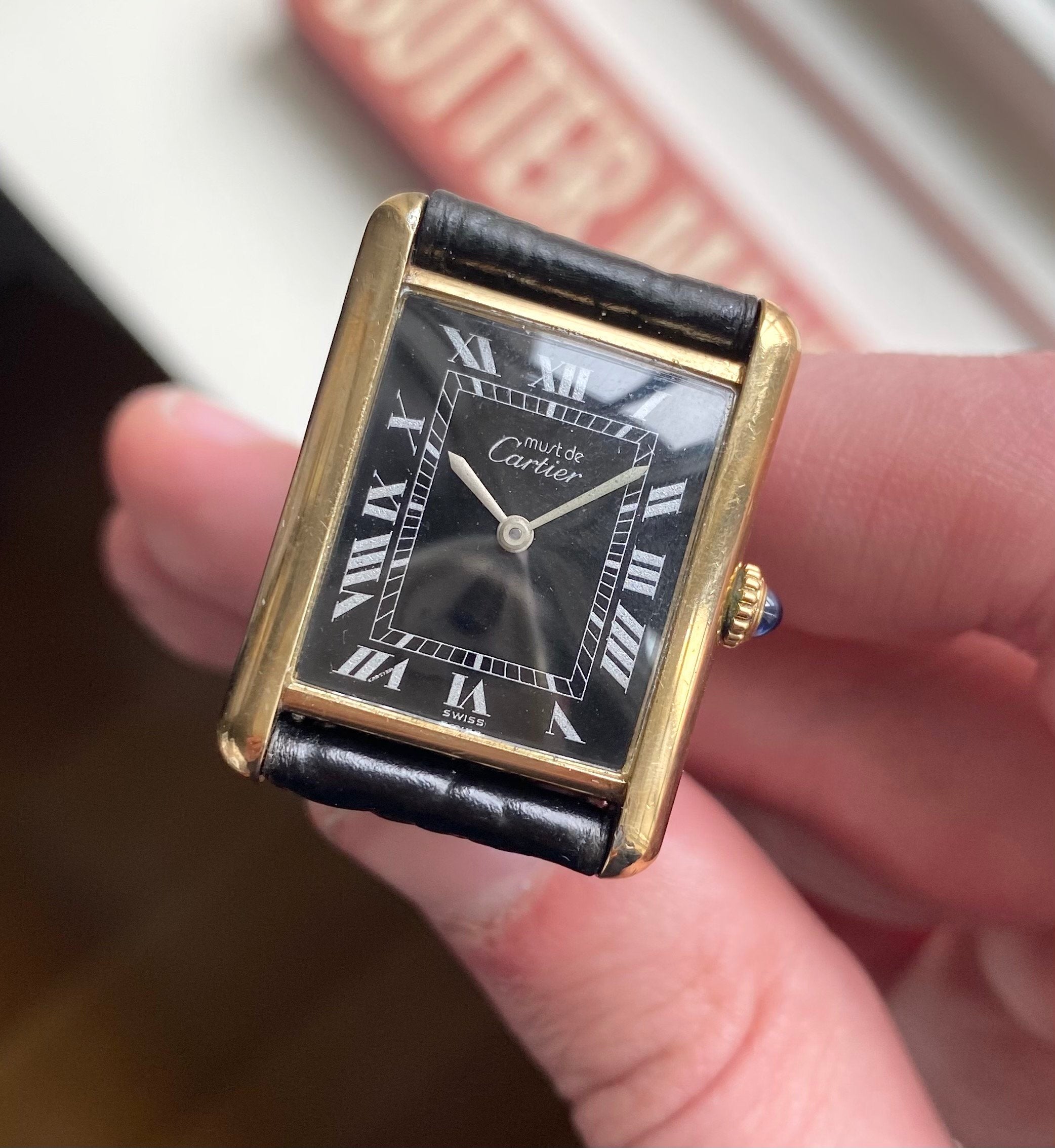 Cartier Tank — Black Roman Numeral Dial (Full Set)