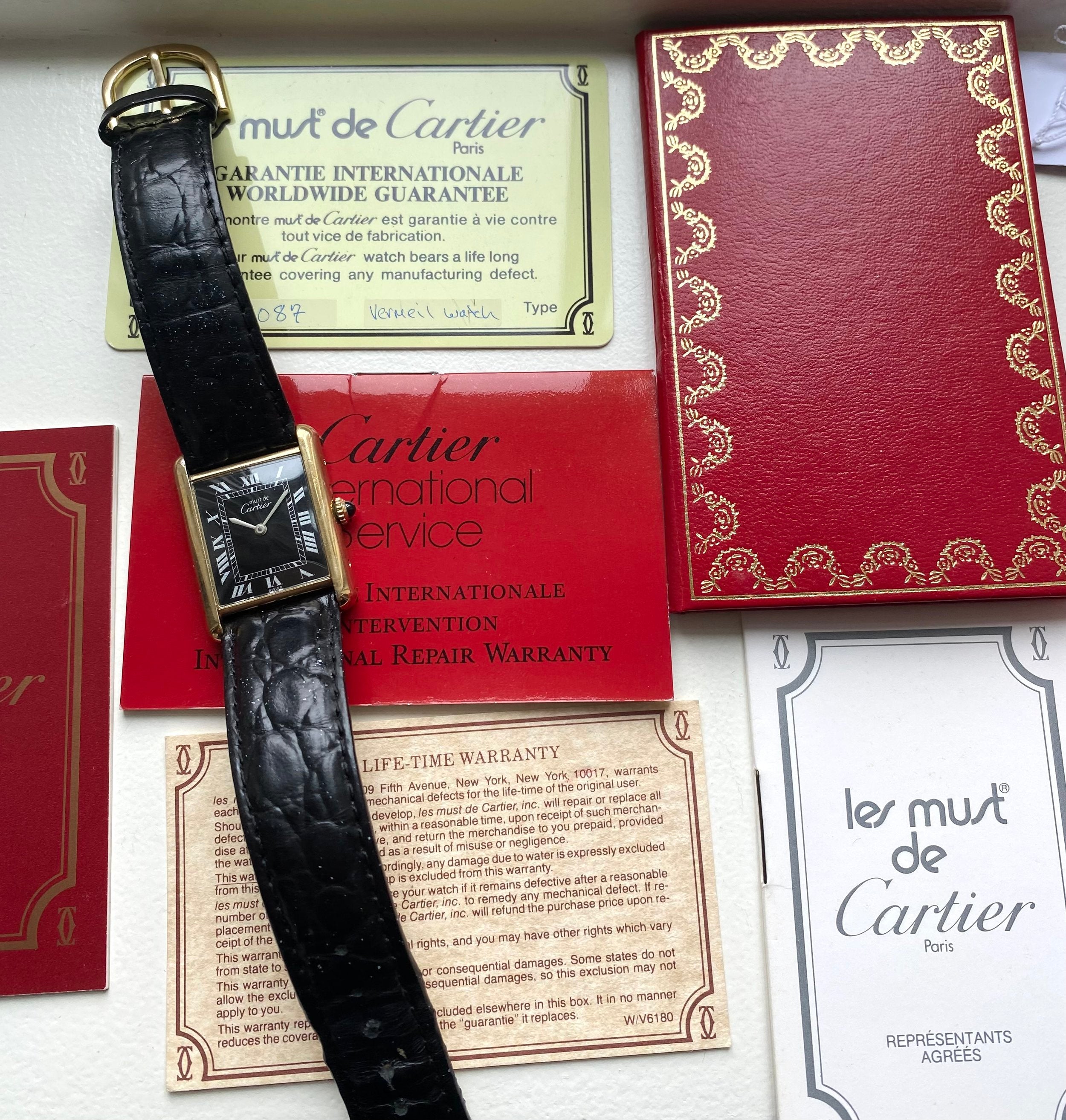 Cartier Tank — Black Roman Numeral Dial (Full Set)