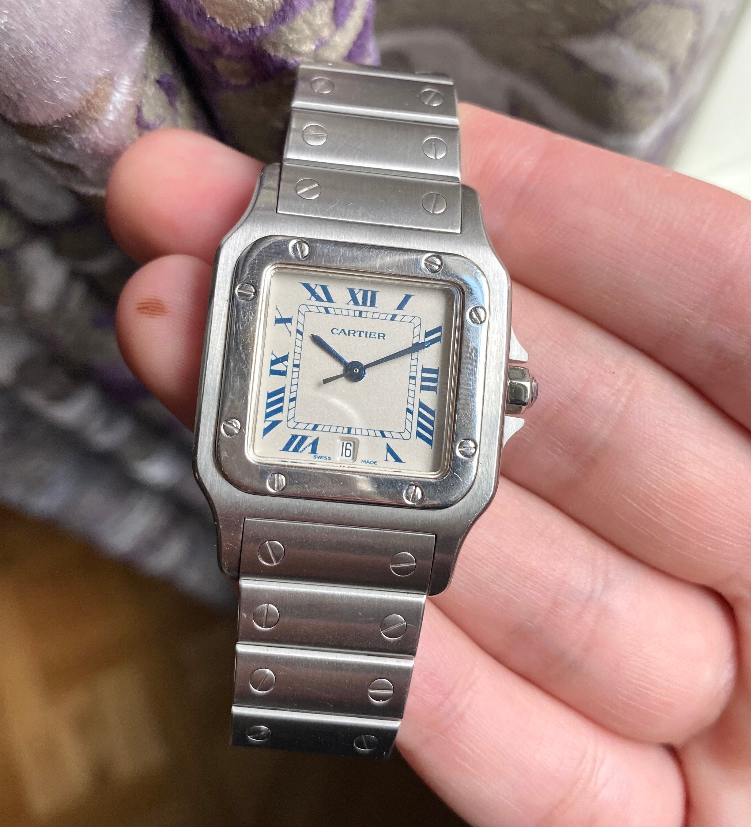 Cartier Santos Galbée — Blue Roman Numeral Dial