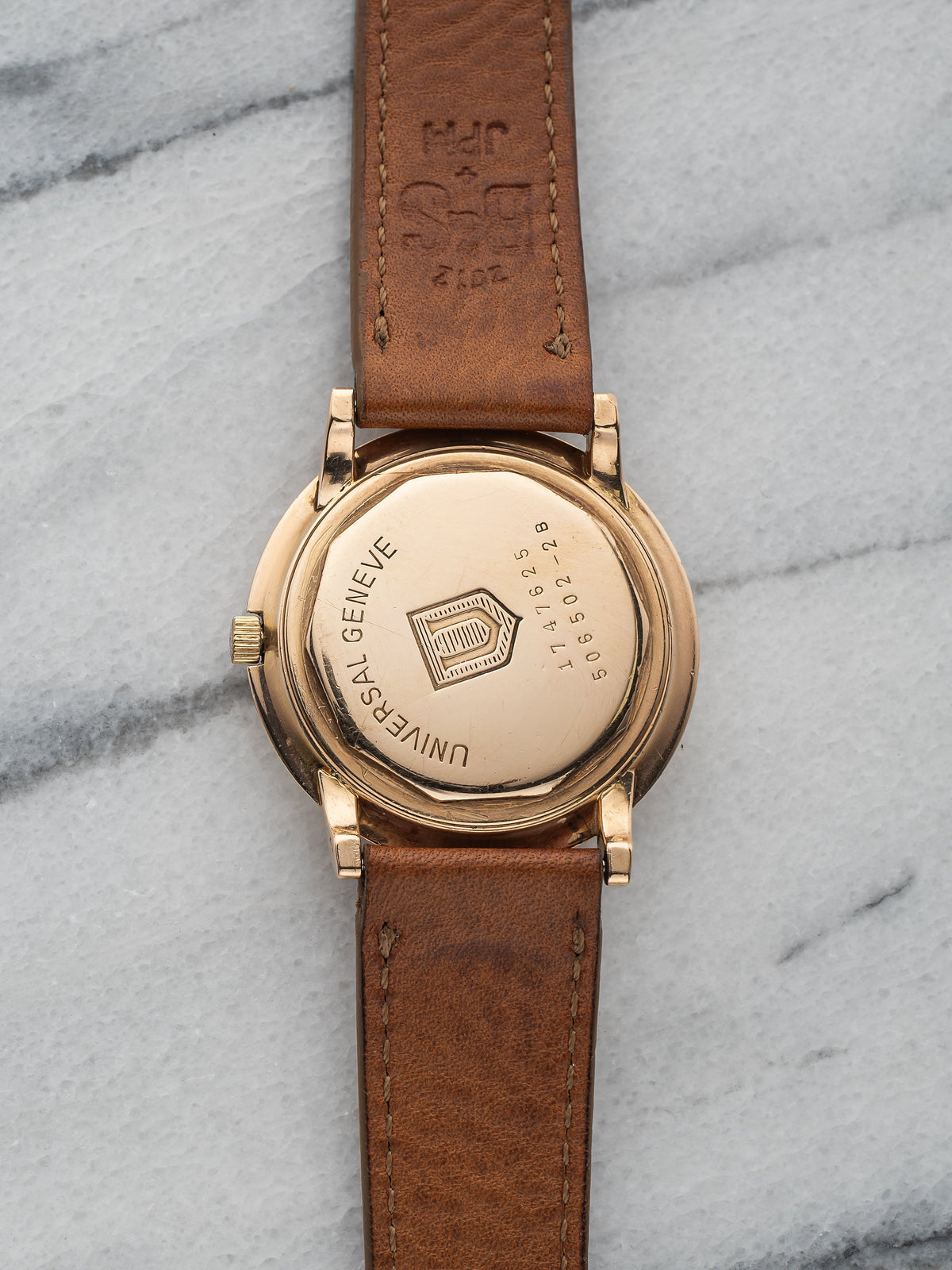 Vintage 1960s Universal Geneve 14K Rose Gold Cream Saudi Armed Forces 35mm