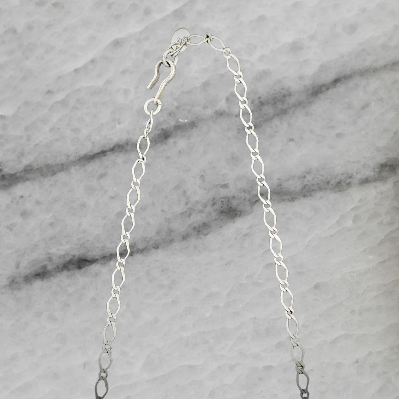 Aygul Turkey Vintage Sterling Silver Etched Panel Chain Necklace Choker
