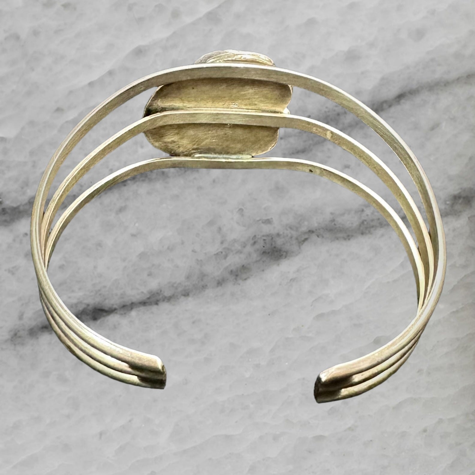 Cecil Henry Vintage Navajo Sterling Silver Triple Wired Turquoise Cuff Bangle