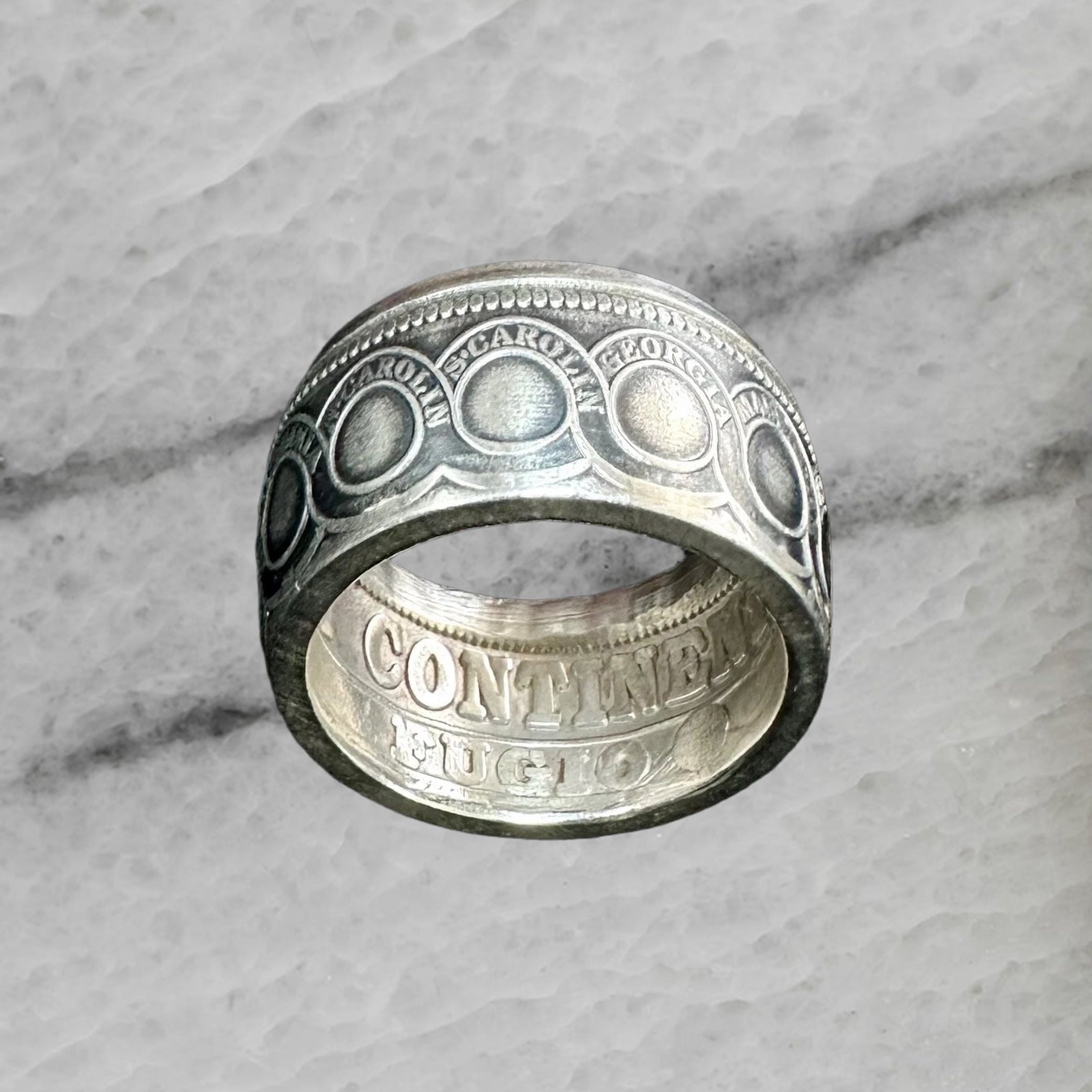 Continental Dollar 999 Fine Silver Handcrafted Coin Ring Size 10.25