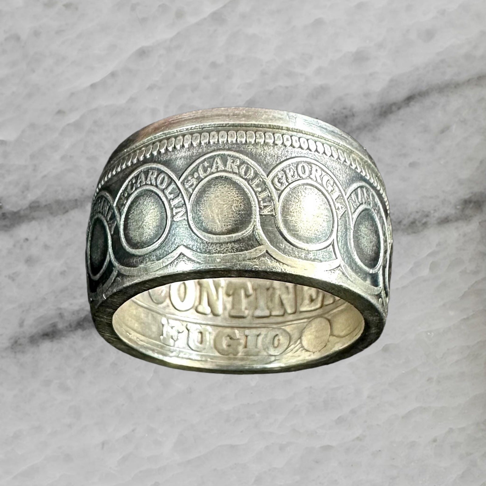 Continental Dollar 999 Fine Silver Handcrafted Coin Ring Size 10.25