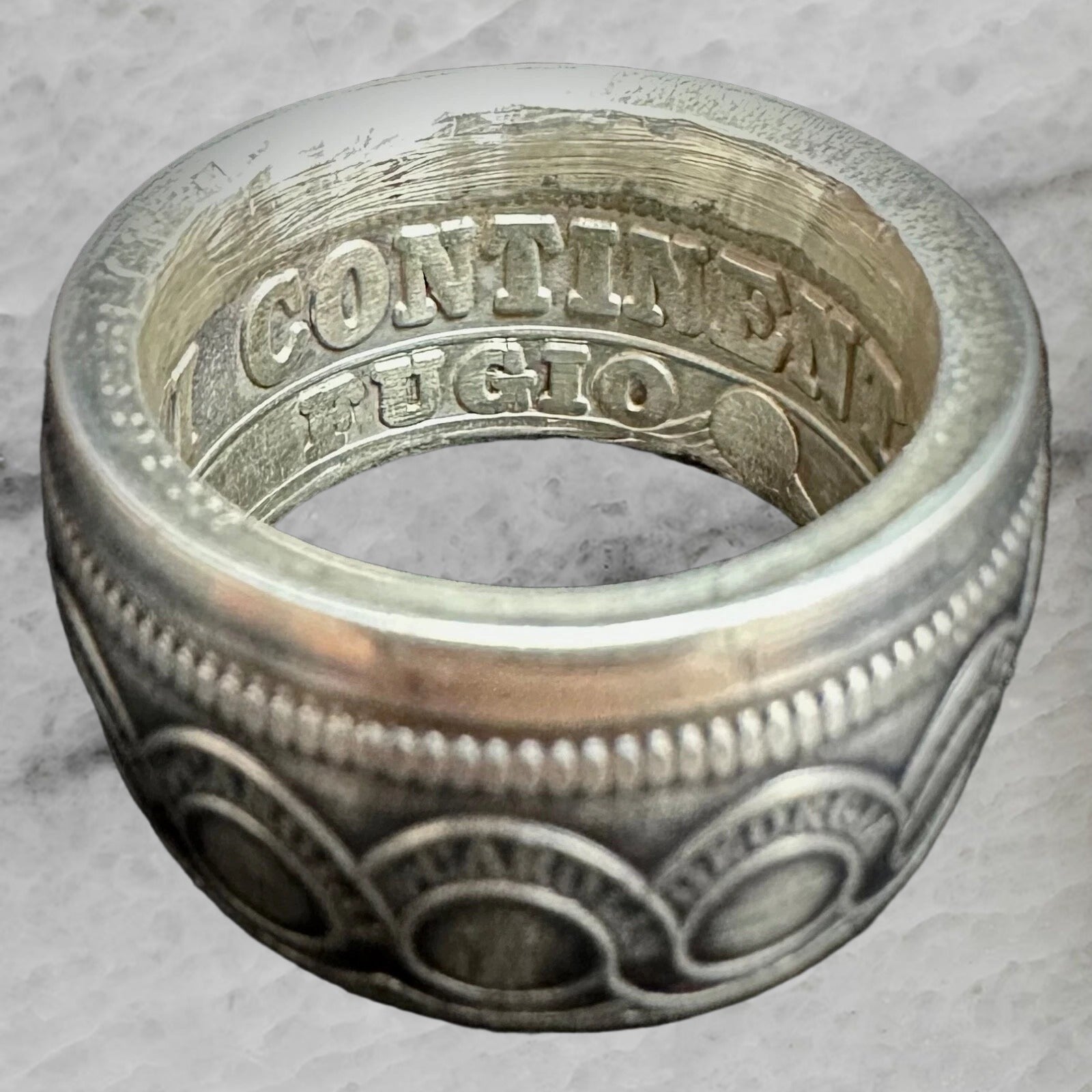 Continental Dollar 999 Fine Silver Handcrafted Coin Ring Size 10.25
