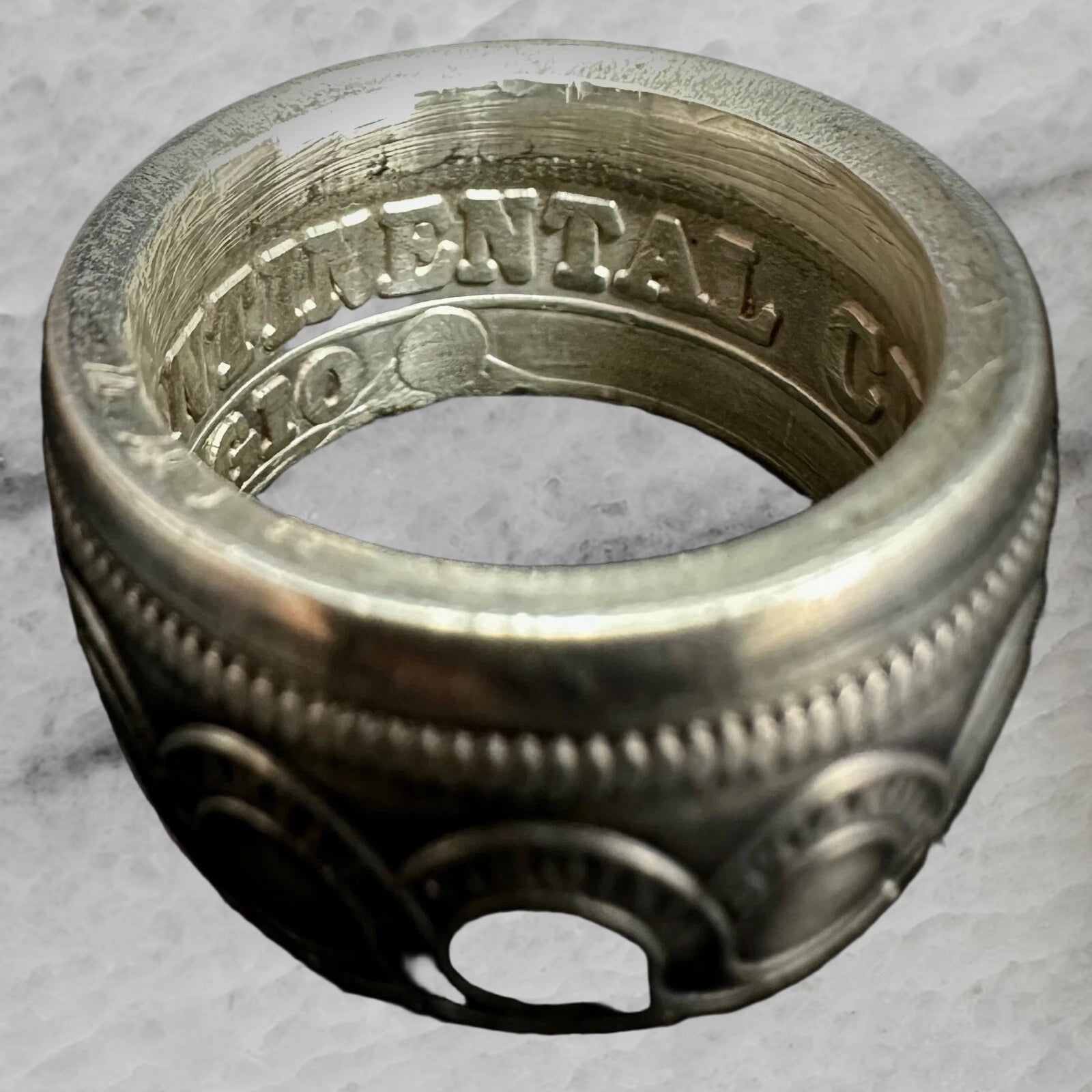 Continental Dollar 999 Fine Silver Handcrafted Coin Ring Size 10.25