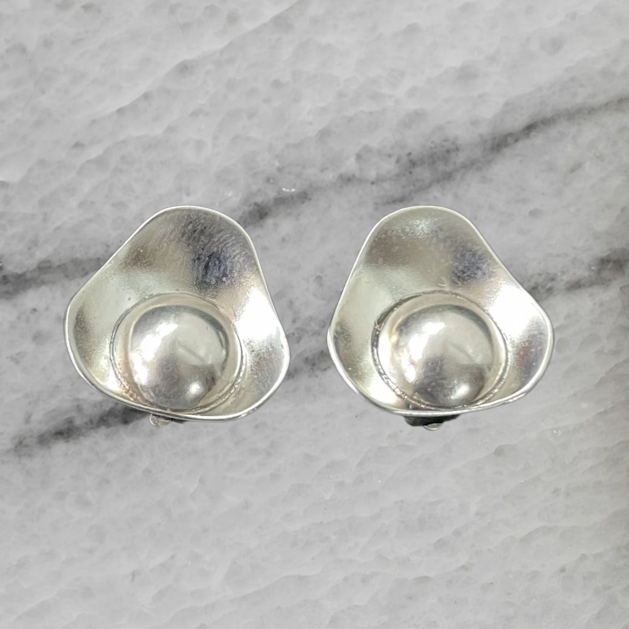 Danehof Denmark Handmade Sterling Silver Modernist Ear Clips