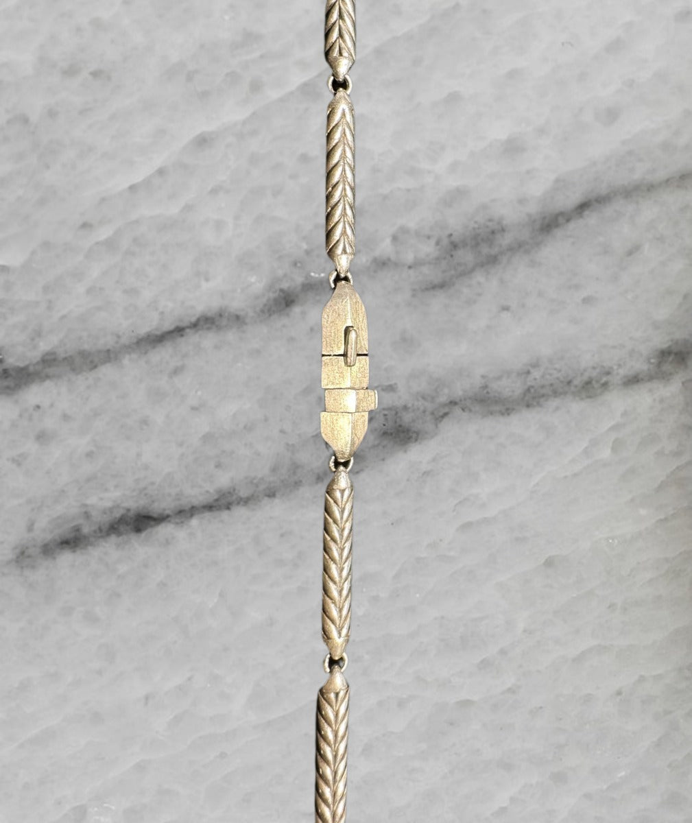 David Yurman Sterling Silver Chevron Stax Fringe Pendant Necklace w Diamonds 26