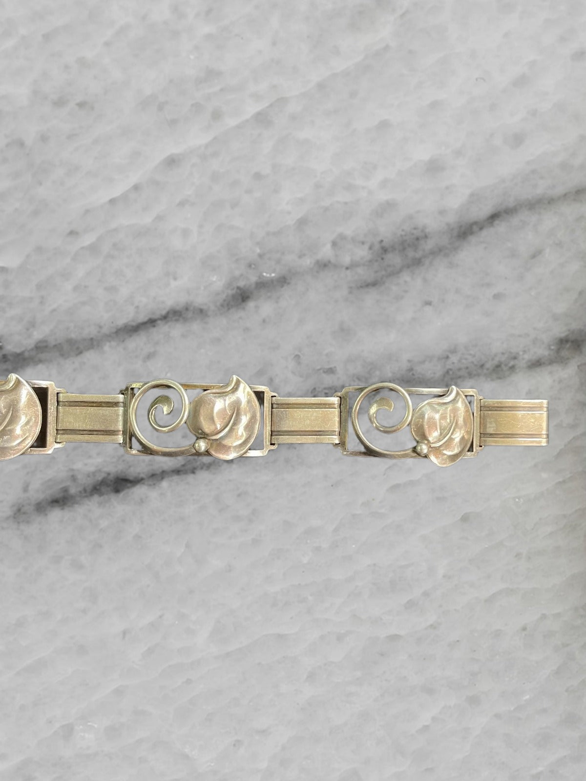Denmark Vintage Sterling Silver Leaf Bracelet 7