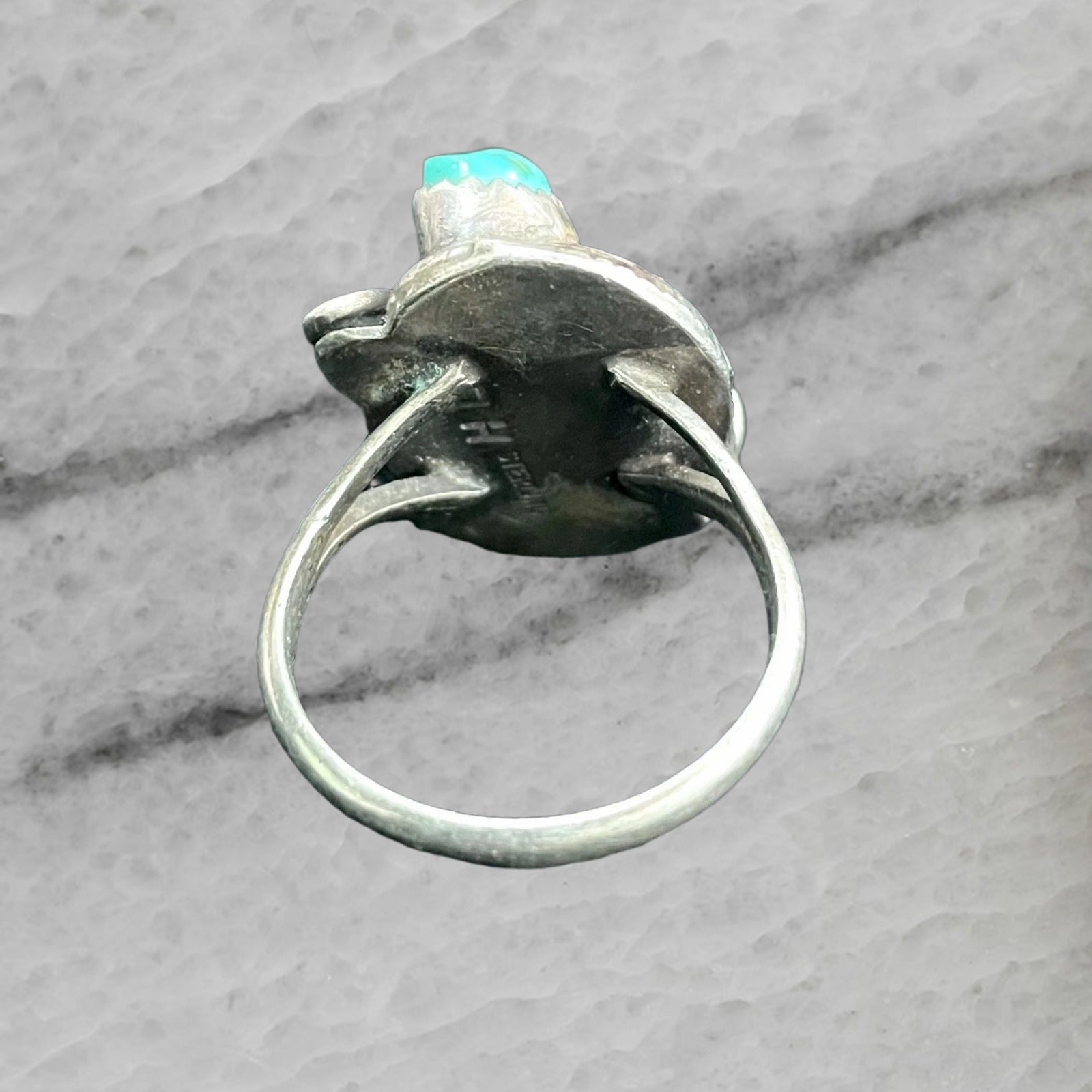 Henry Addikie Native American Navajo Sterling Silver Ring Turquoise Coral 7 25