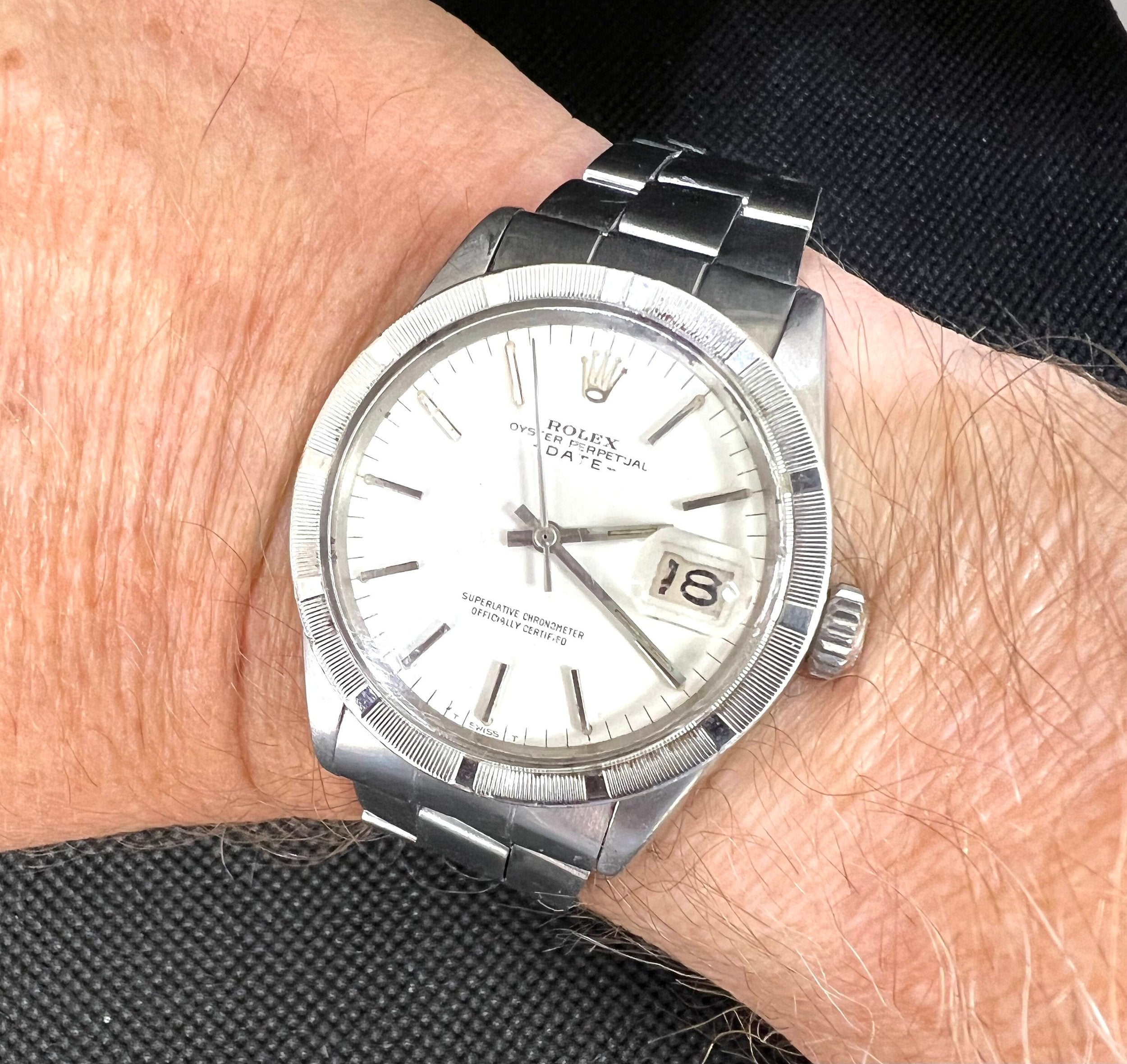 Vintage Rolex Oyster Perpetual Date 60’s Reference 1500 White Dial 34mm Watch
