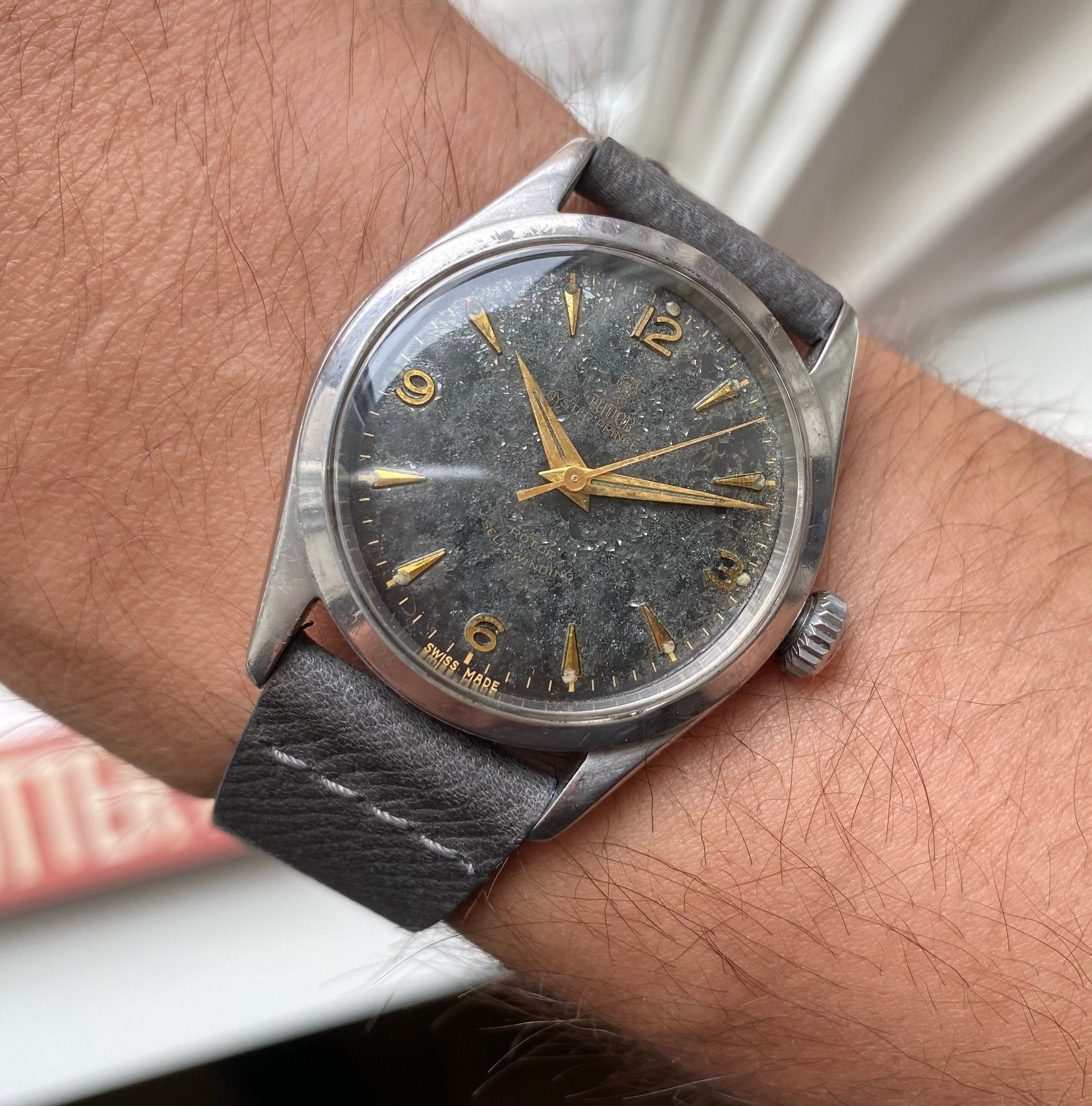 Vintage Tudor Oyster Prince 34 Automatic Ref. 7909 Black "Porcelain" Dial Watch