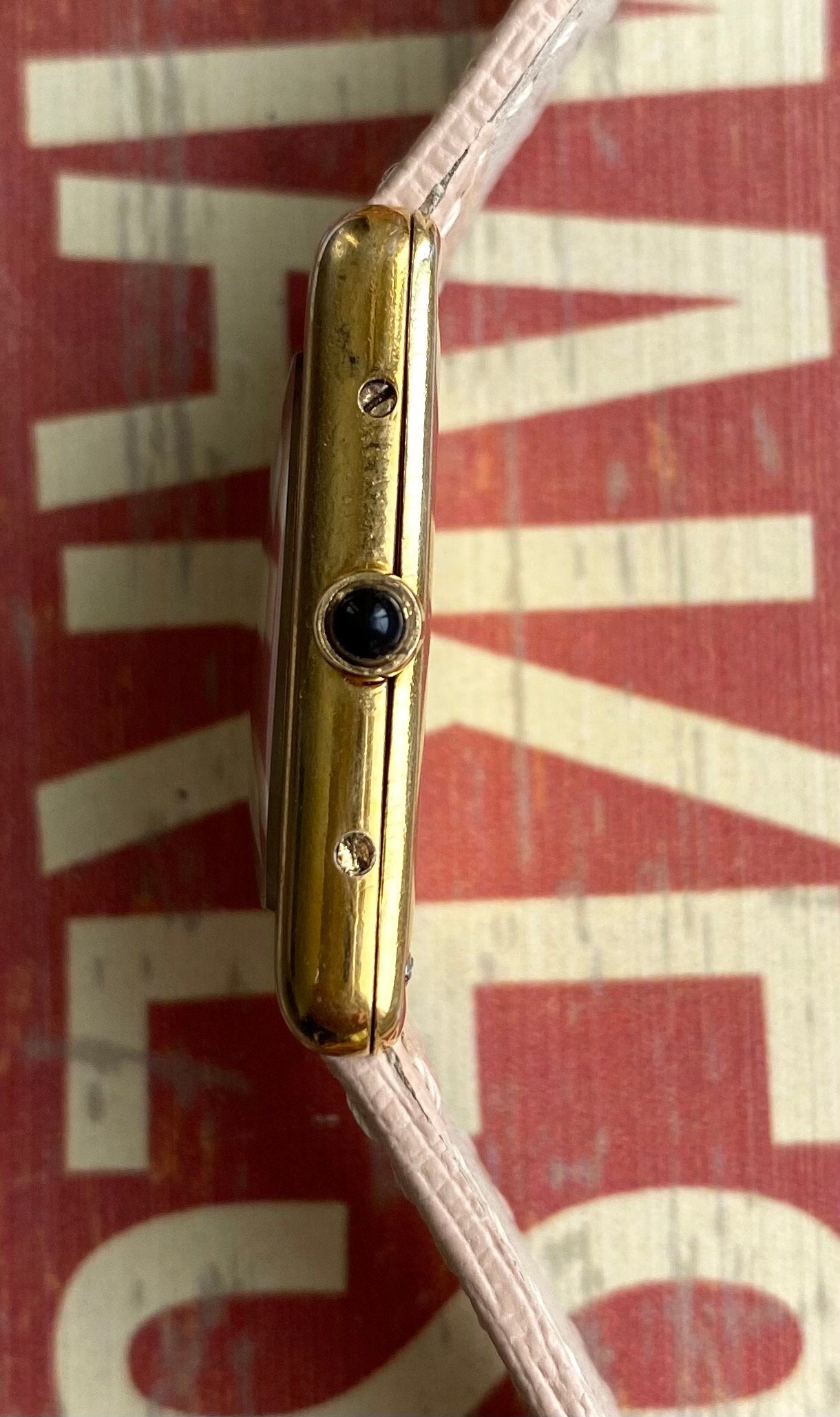 Vintage Cartier Tank Quartz 18K Electroplated Case Rare Red Dial Watch