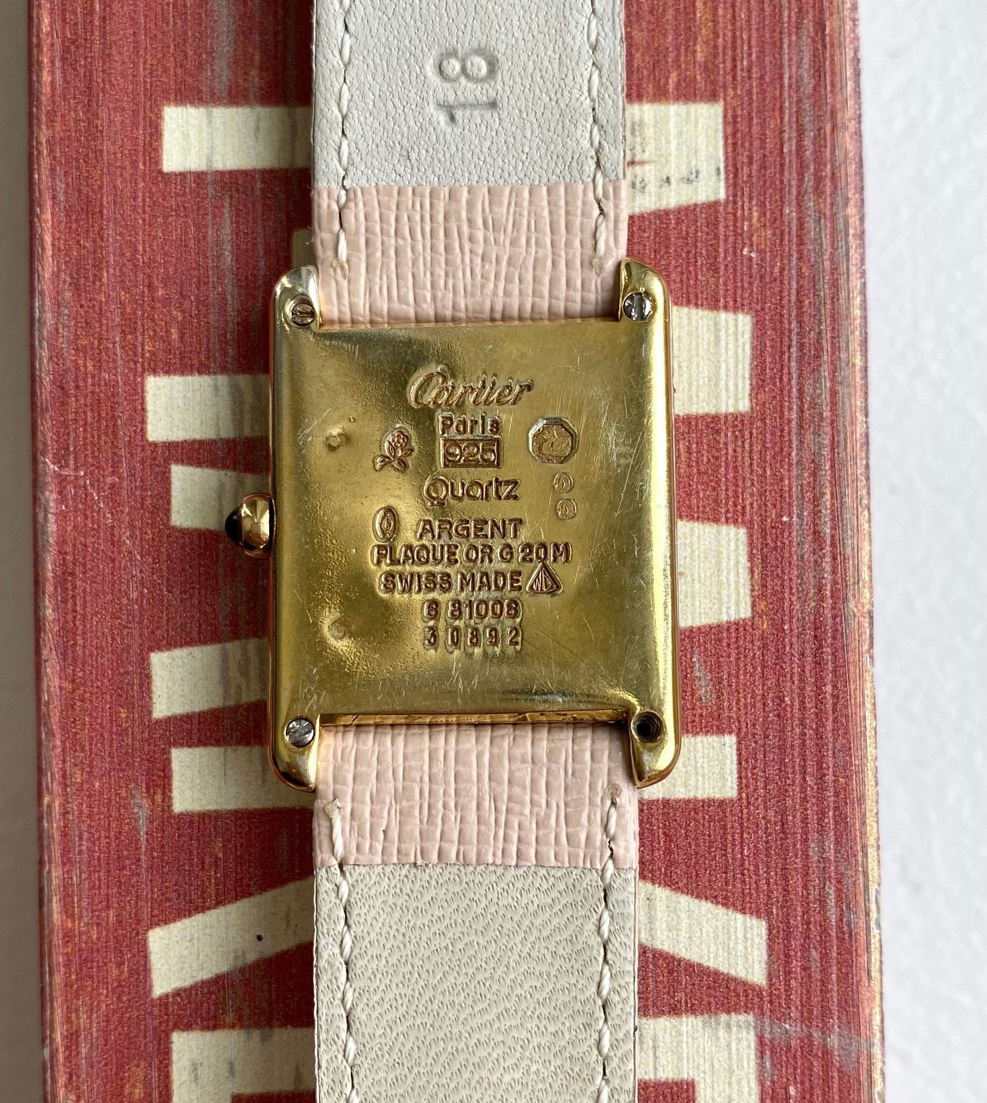 Vintage Cartier Tank Quartz 18K Electroplated Case Rare Red Dial Watch