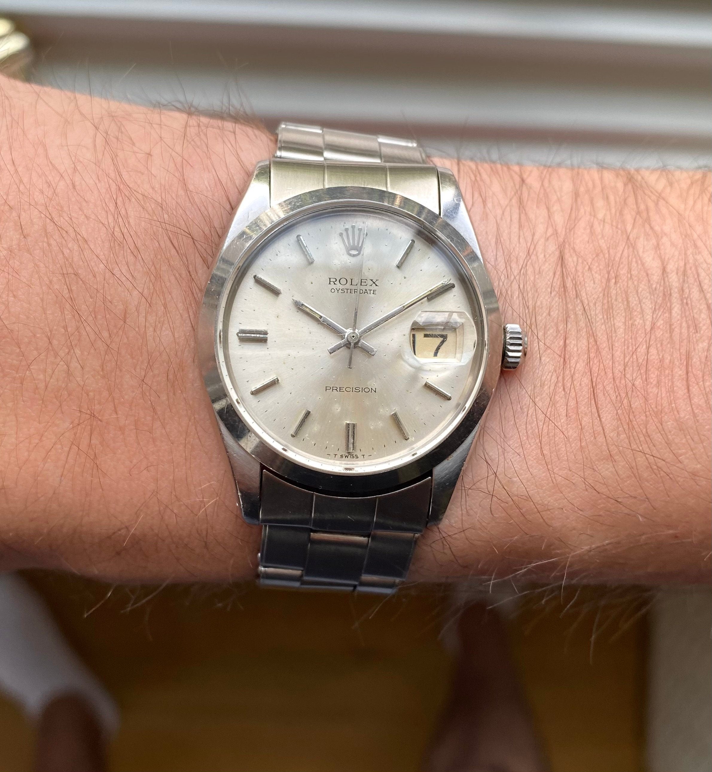 Vintage Rolex Oysterdate Precision Ref 6694 Manual Wind Silver Dial Steel 34mm Watch
