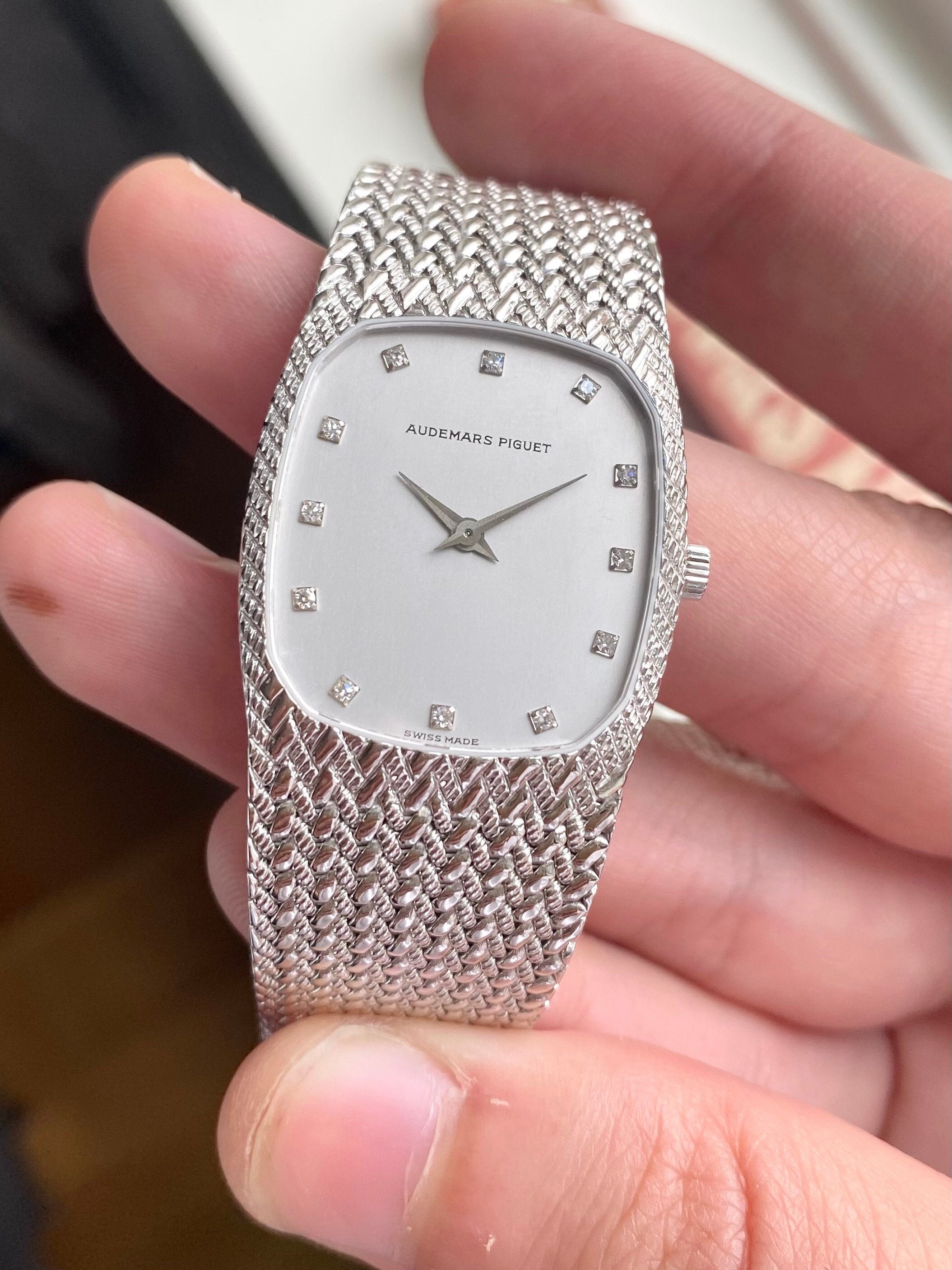 Vintage Audemars Piguet 70s 18K Gold Manual Wind Factory Diamond Dial Watch