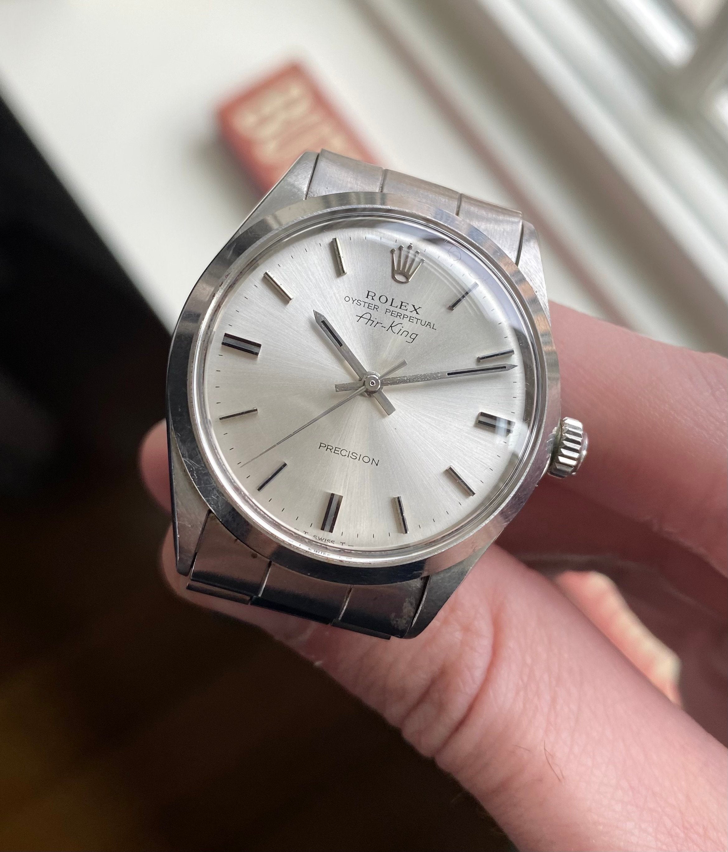 Vintage Rolex Air King Precision Ref 5500 Automatic Silver Dial 34mm Watch