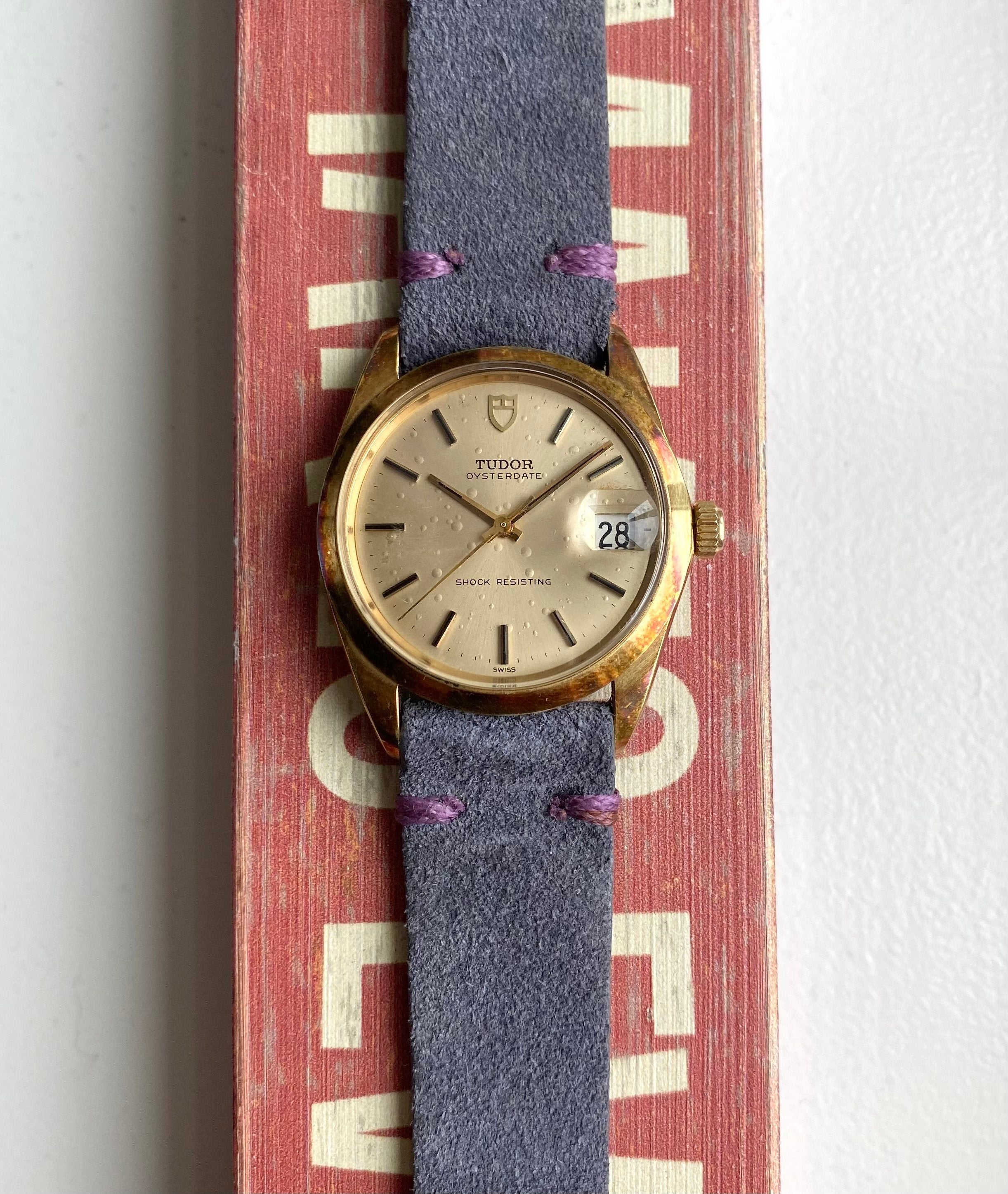 Vintage Tudor Oysterdate 60s Automatic Champagne Dial Gold Gapped 34mm Case Watch