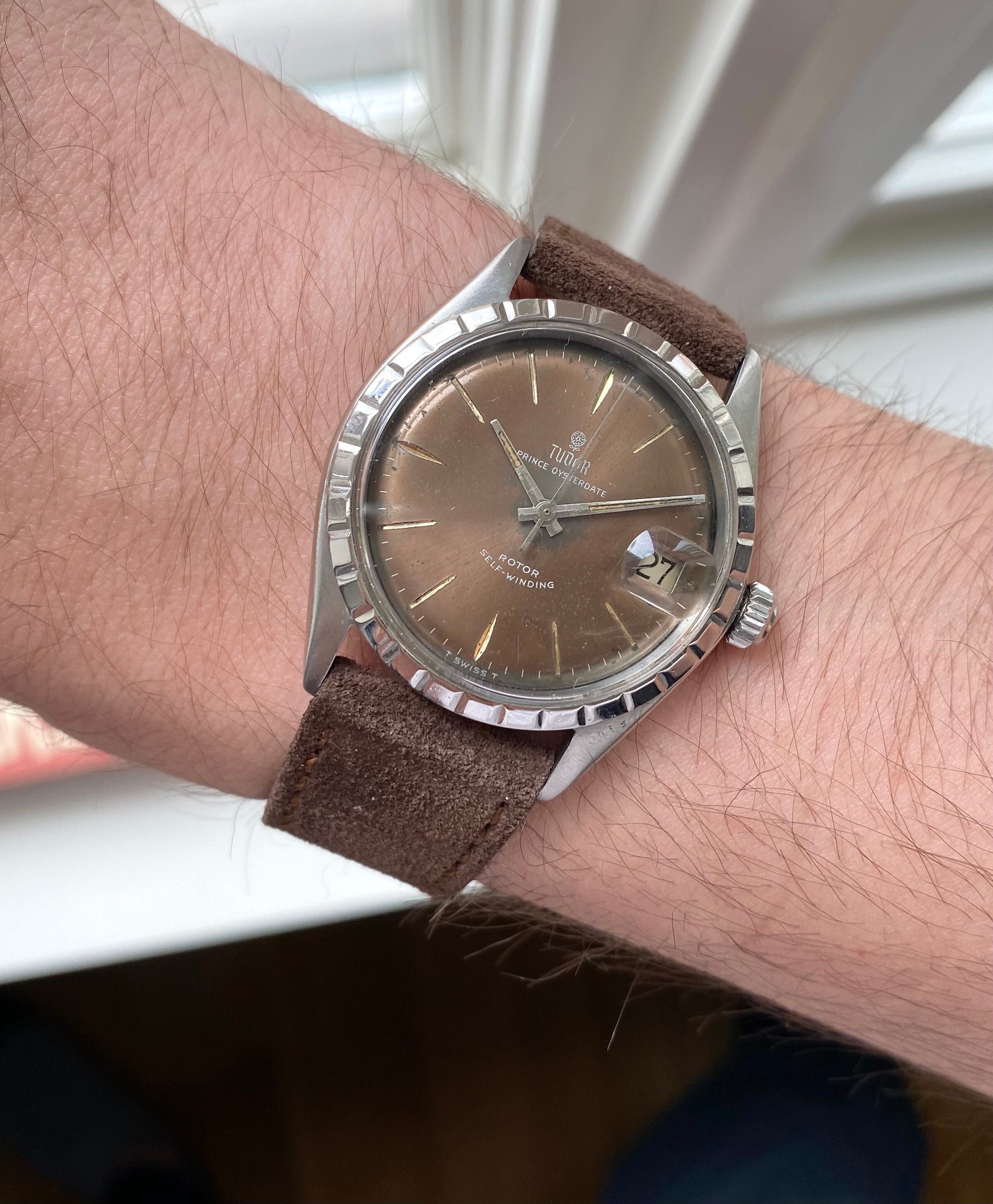 Vintage Tudor Prince Oysterdate Ref 7966 Automatic Tropical Rose Dial 34mm Watch