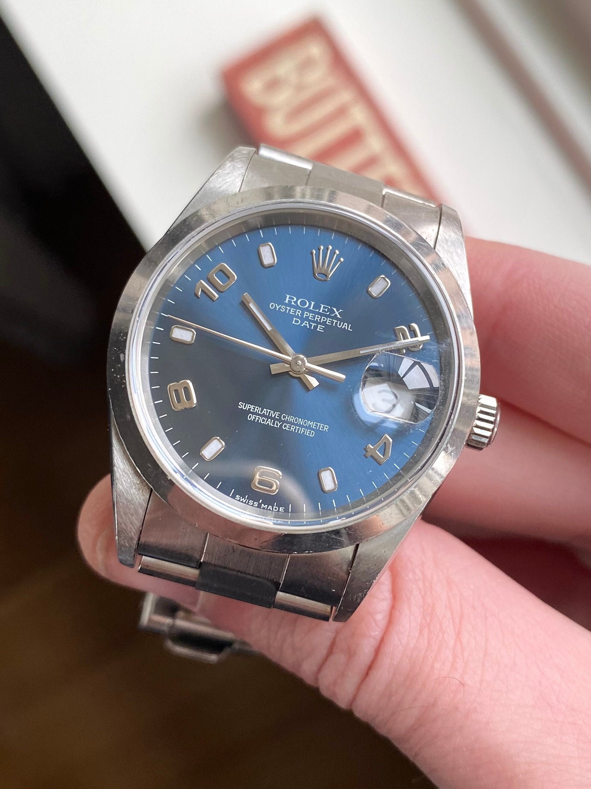 Rolex Oysterperpetual Date Ref 15200 Blue Dial Arabic Numerals Date Watch