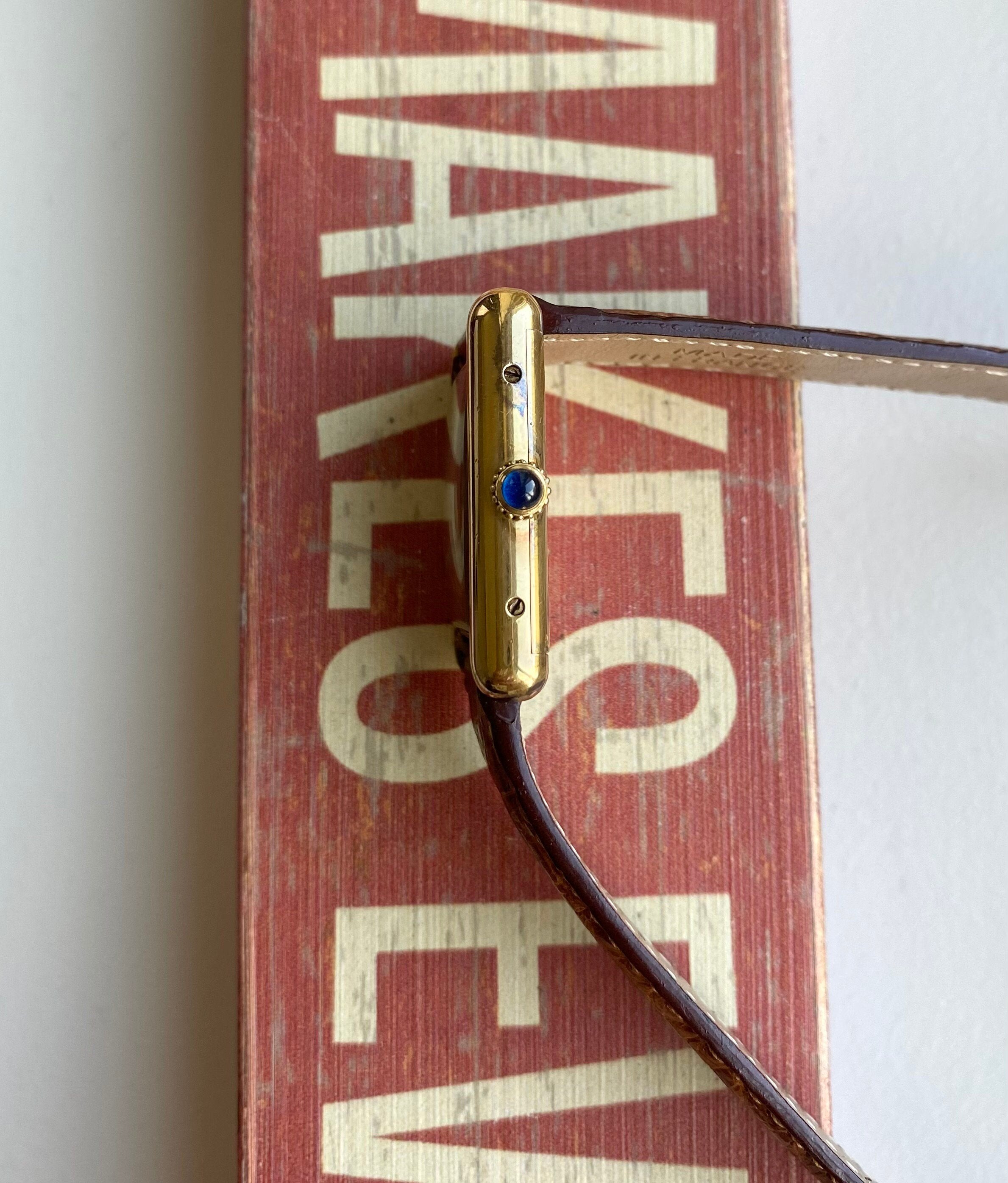 Vintage Cartier Tank Manual Wind Tri Tone Dial 18K Gold 23mm Electroplated Watch