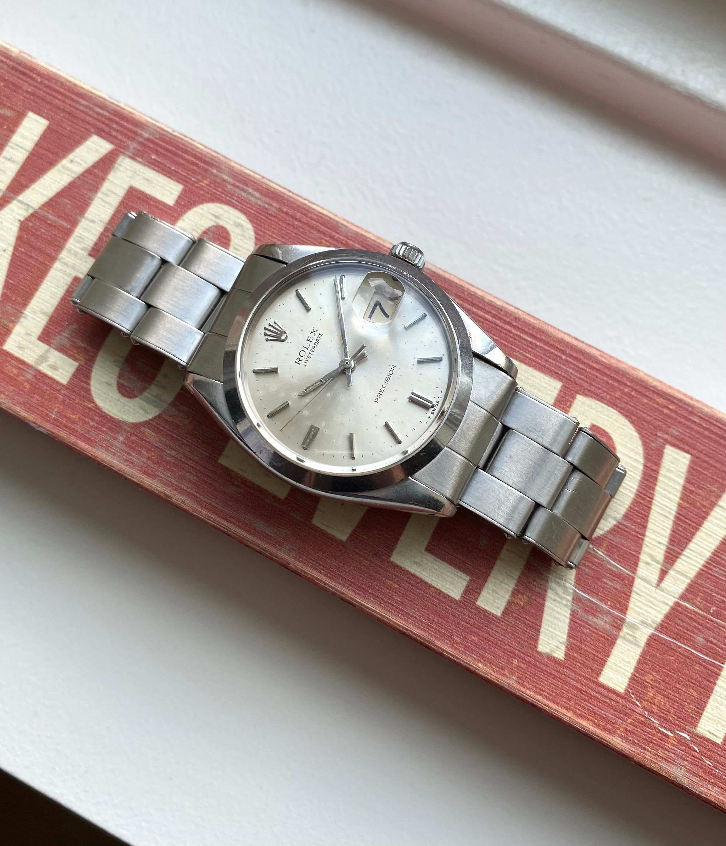 Vintage Rolex Oysterdate Precision Ref 6694 Manual Wind Silver Dial Steel 34mm Watch