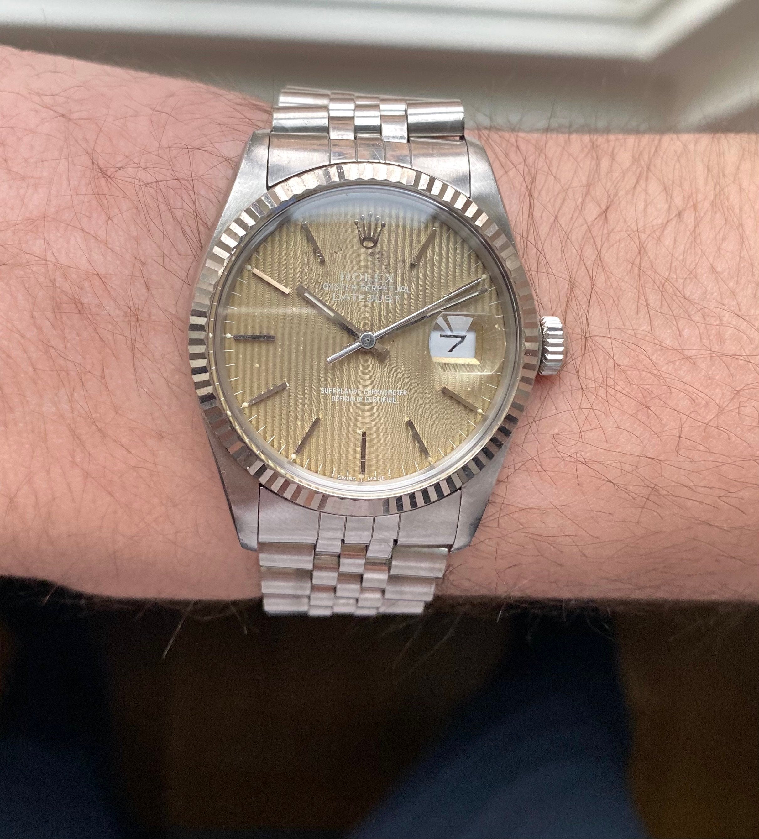 Datejust 80s Ref 16014 “Booger Green” Tapestry Dial Quickset Date 36mm