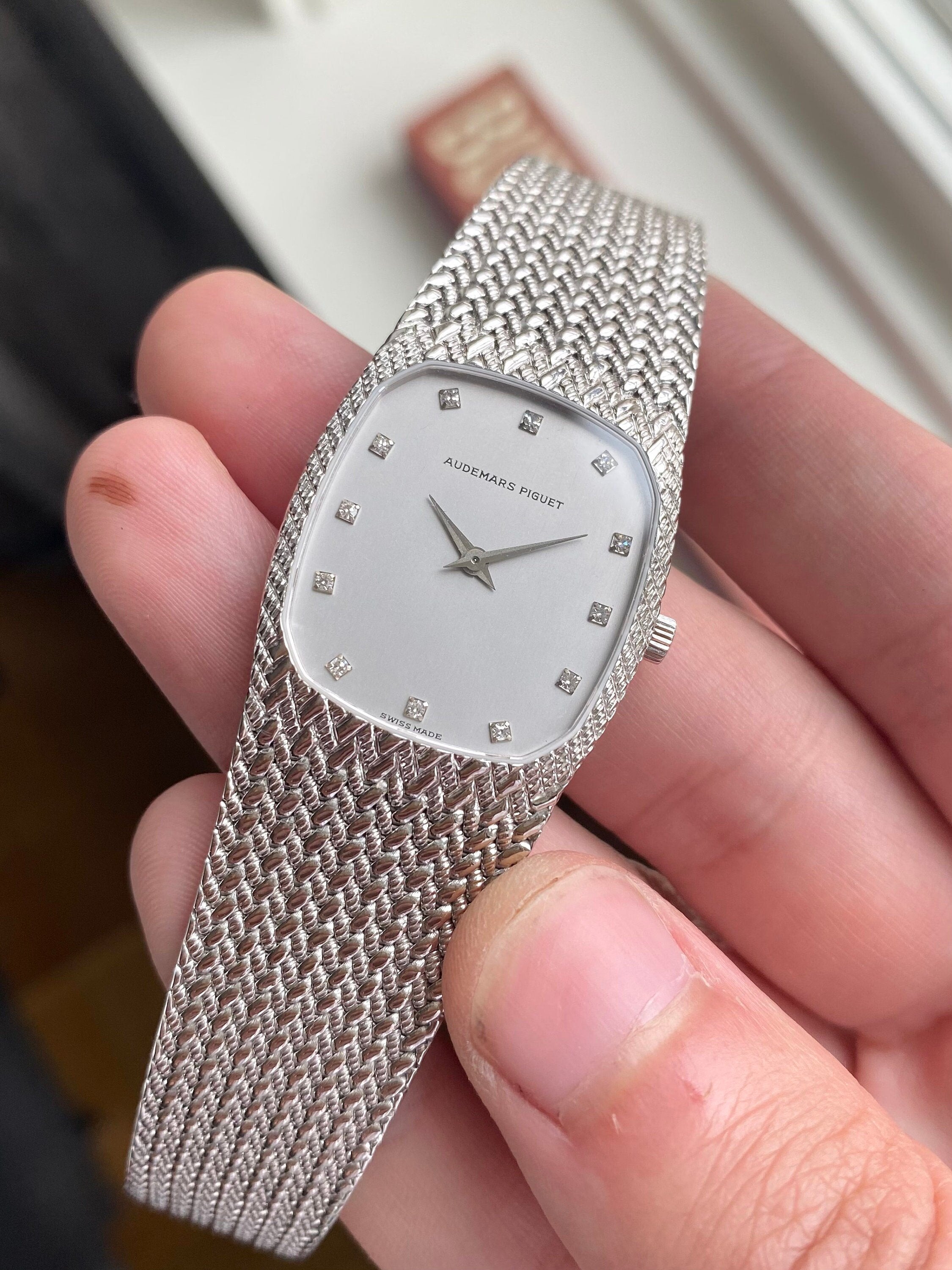 Vintage Audemars Piguet 70s 18K Gold Manual Wind Factory Diamond Dial Watch