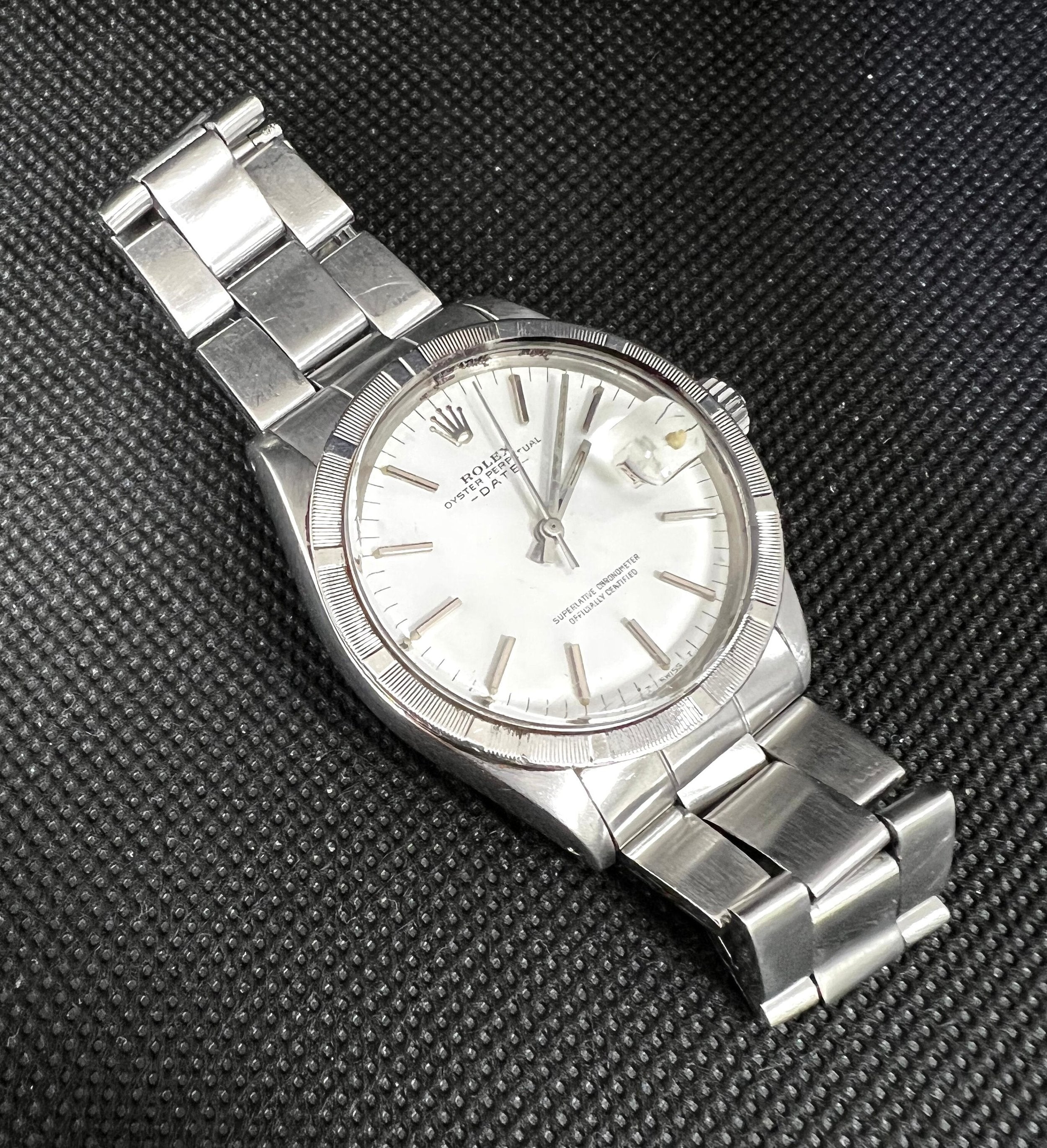 Vintage Rolex Oyster Perpetual Date 60’s Reference 1500 White Dial 34mm Watch