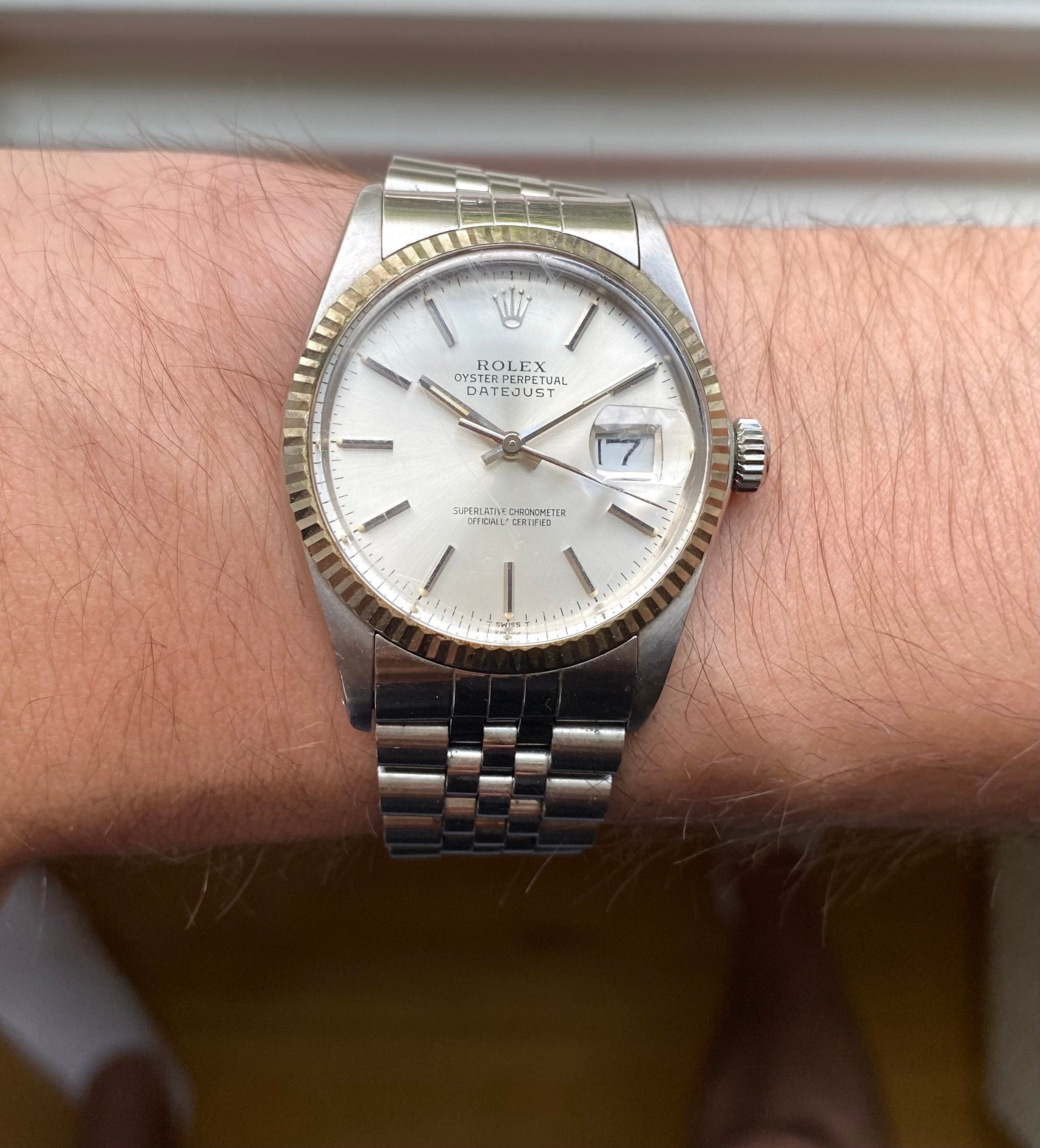 Rolex Datejust 80s Ref 16014 Silver Sunburst Dial Quickset 36mm Watch