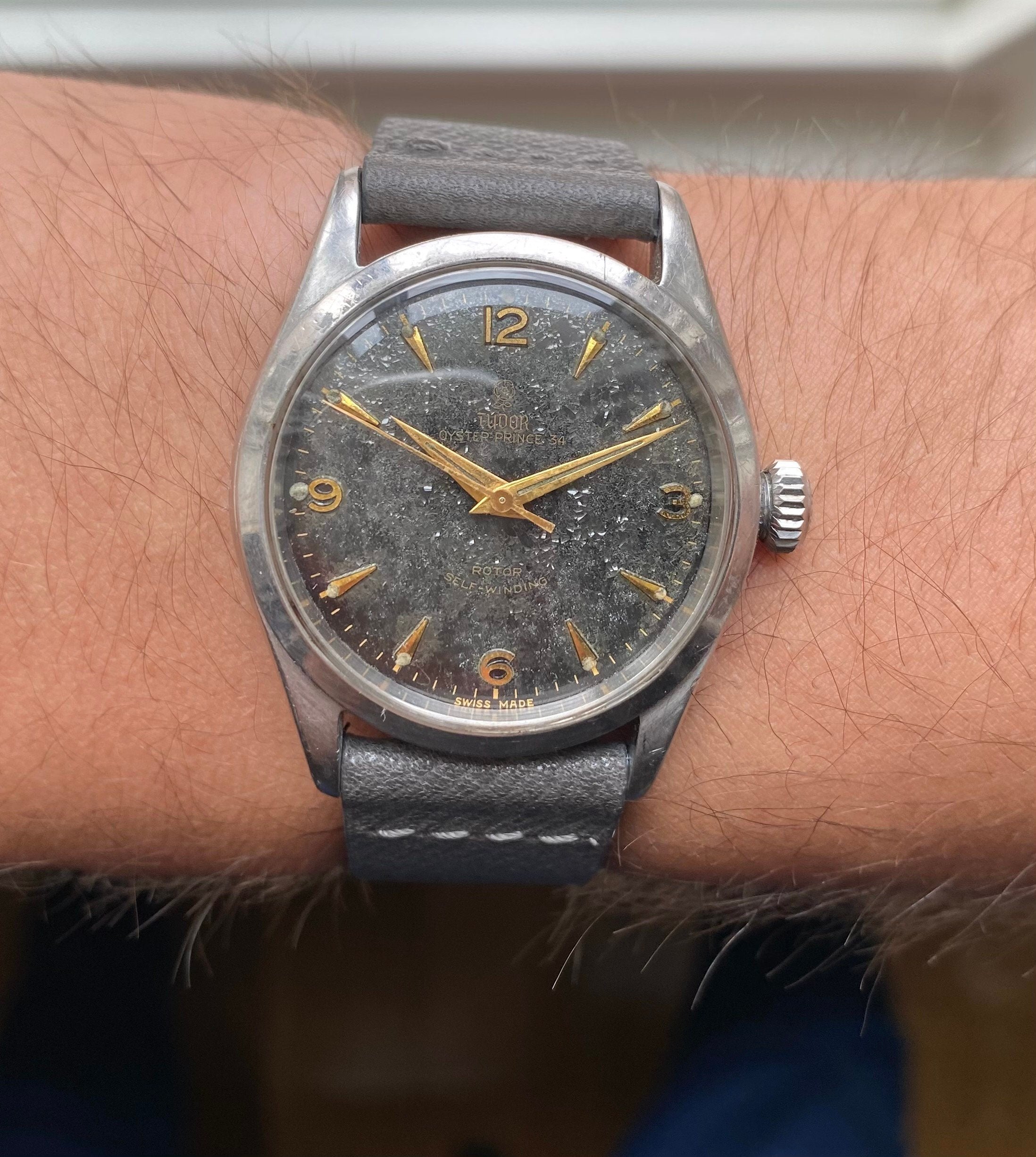 Vintage Tudor Oyster Prince 34 Automatic Ref. 7909 Black "Porcelain" Dial Watch