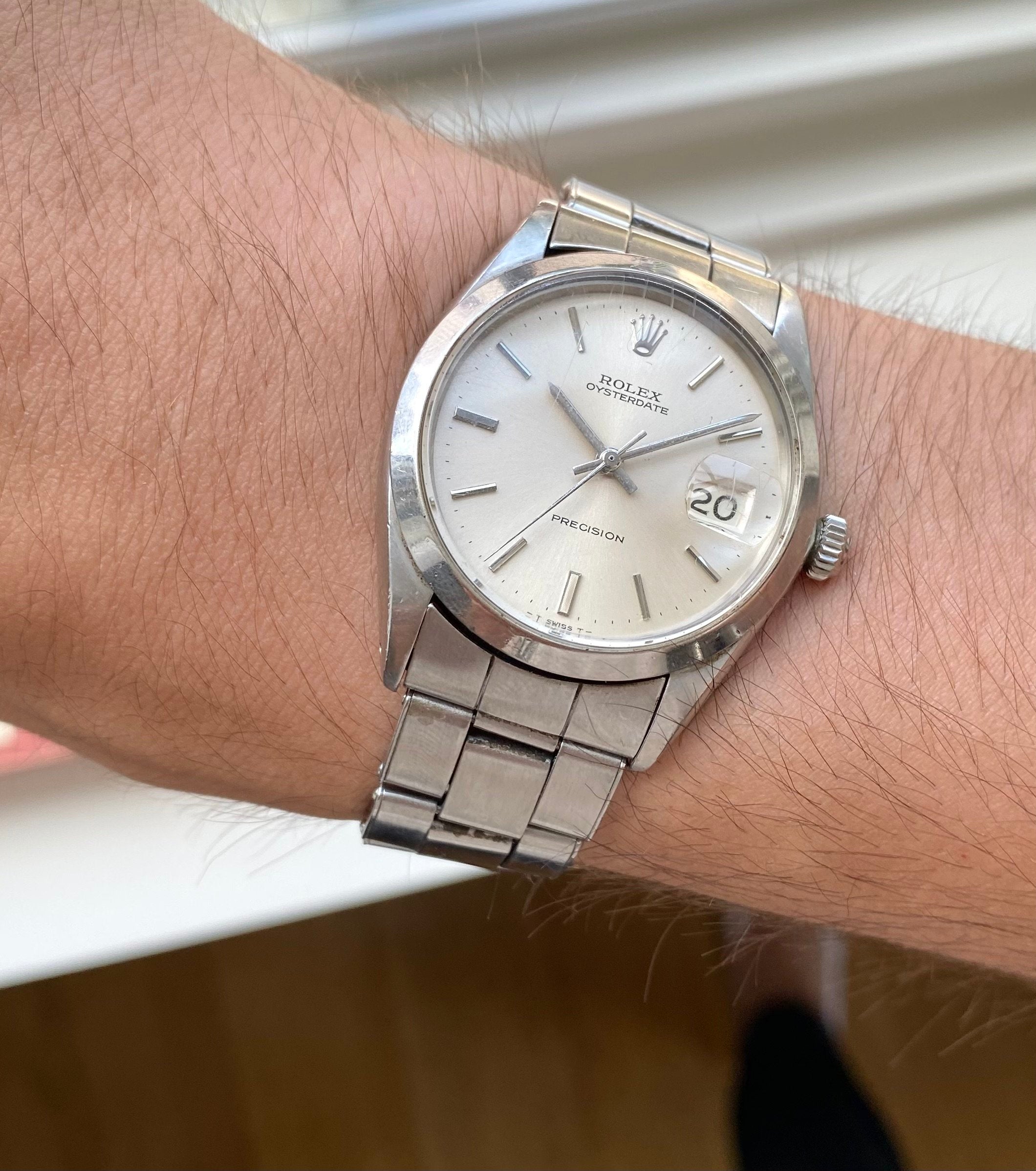 Vintage Rolex Oysterdate Precision Ref 6694 Manual Wind Silver Dial 34mm Watch