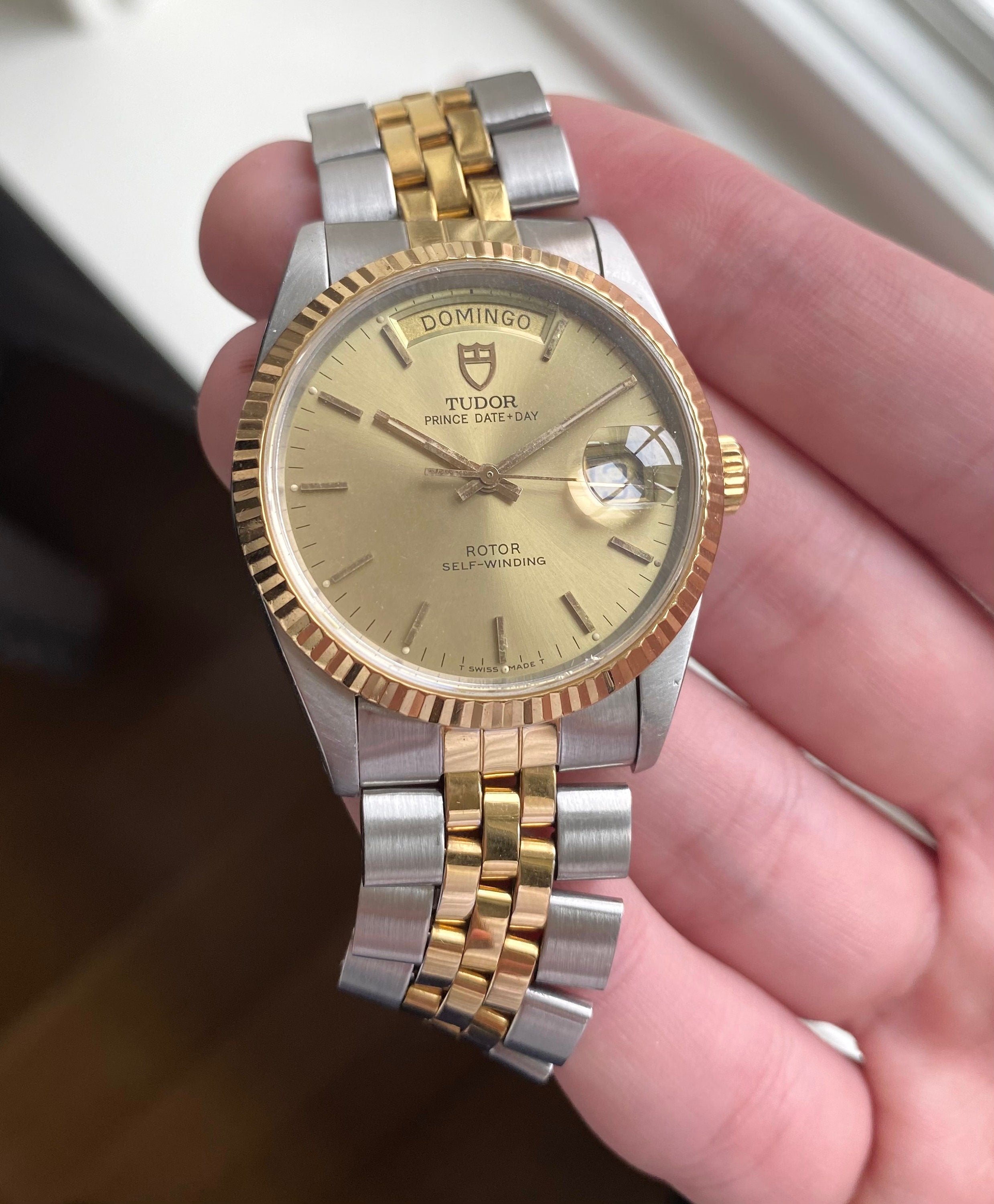 Tudor Oysterprince Dateday 94613 Champagne Dial Two Tone Full Set Watch