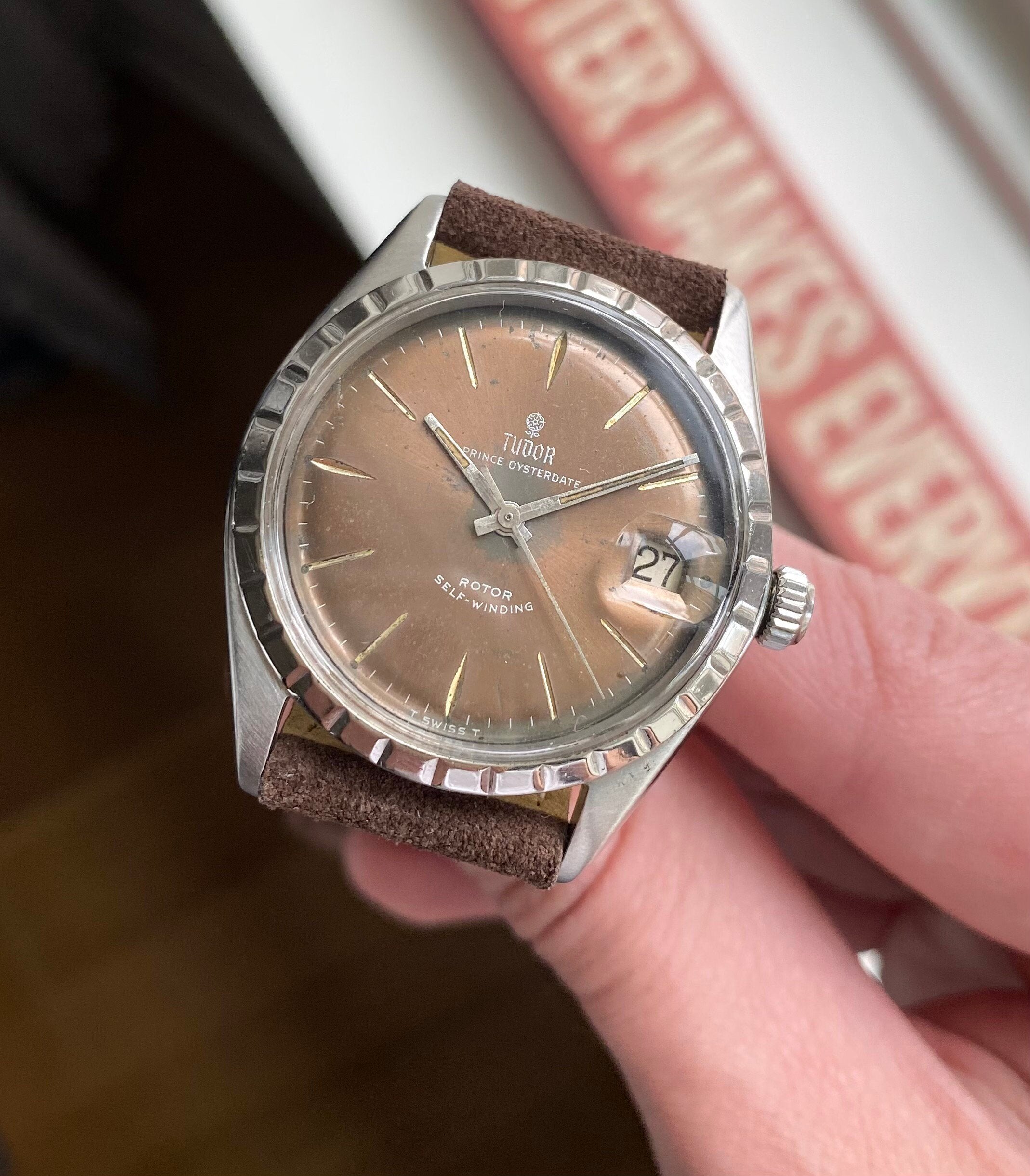 Vintage Tudor Prince Oysterdate Ref 7966 Automatic Tropical Rose Dial 34mm Watch