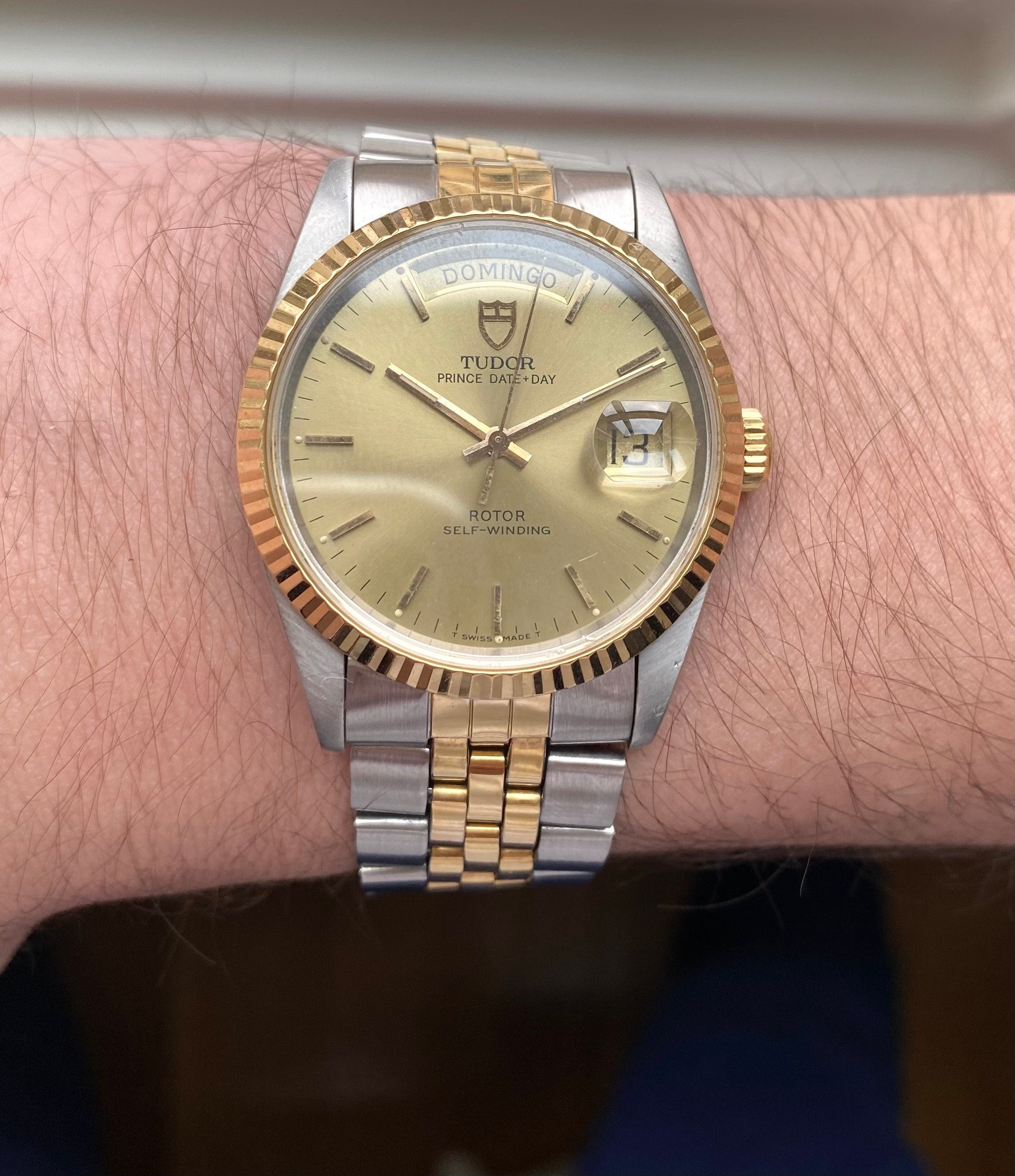 Tudor Oysterprince Dateday 94613 Champagne Dial Two Tone Full Set Watch