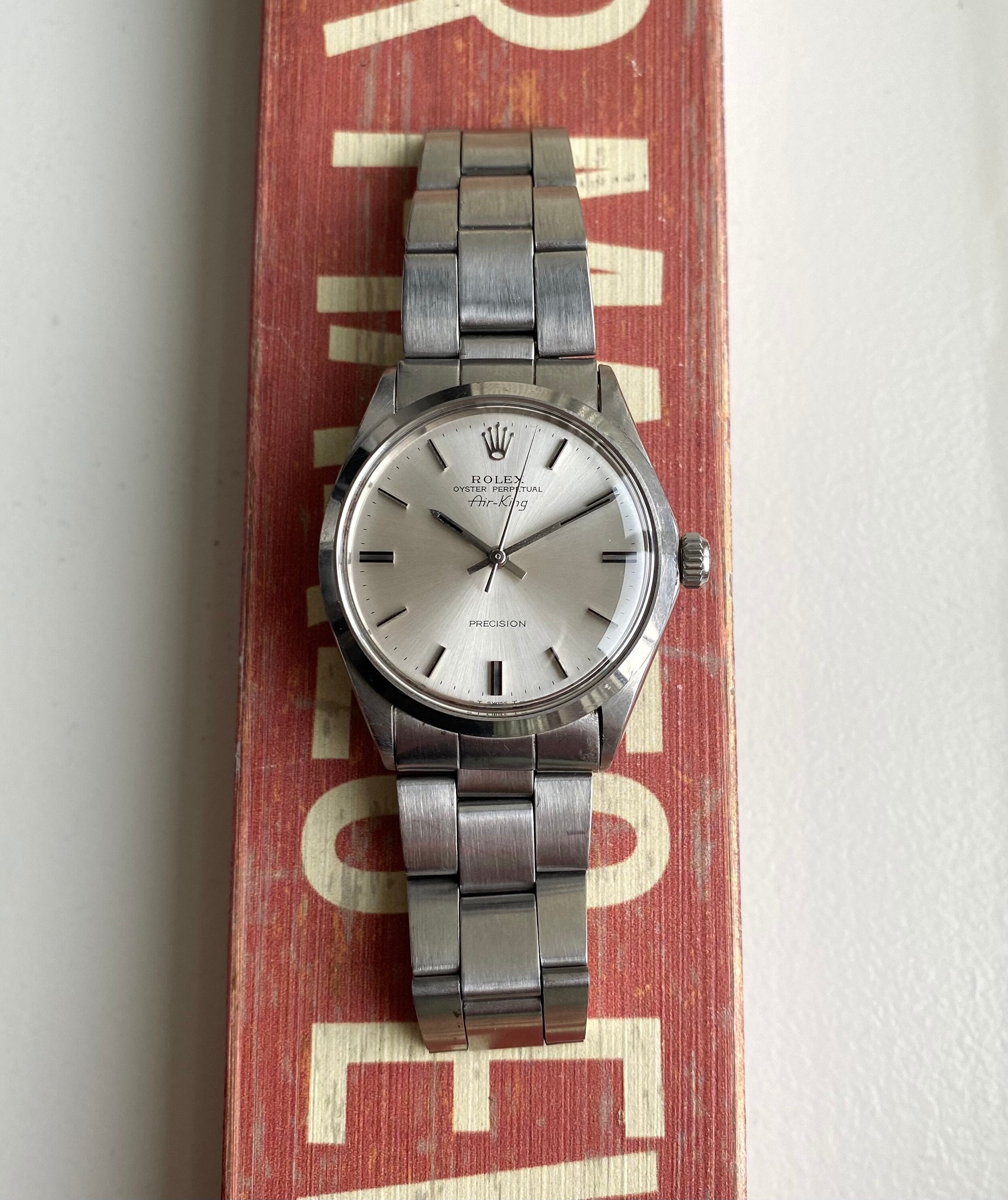 Vintage Rolex Air King Precision Ref 5500 Automatic Silver Dial 34mm Watch