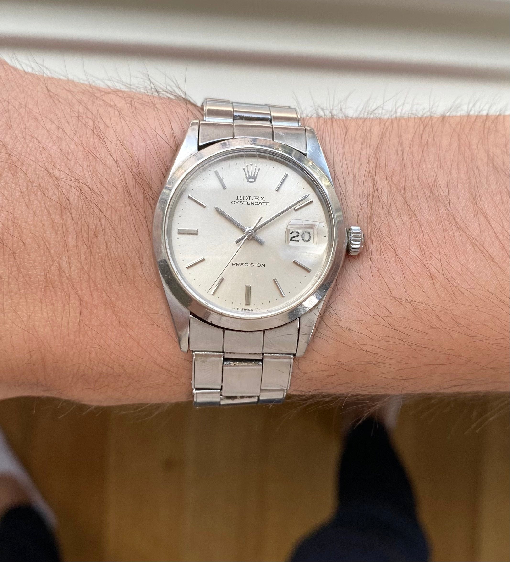 Vintage Rolex Oysterdate Precision Ref 6694 Manual Wind Silver Dial 34mm Watch