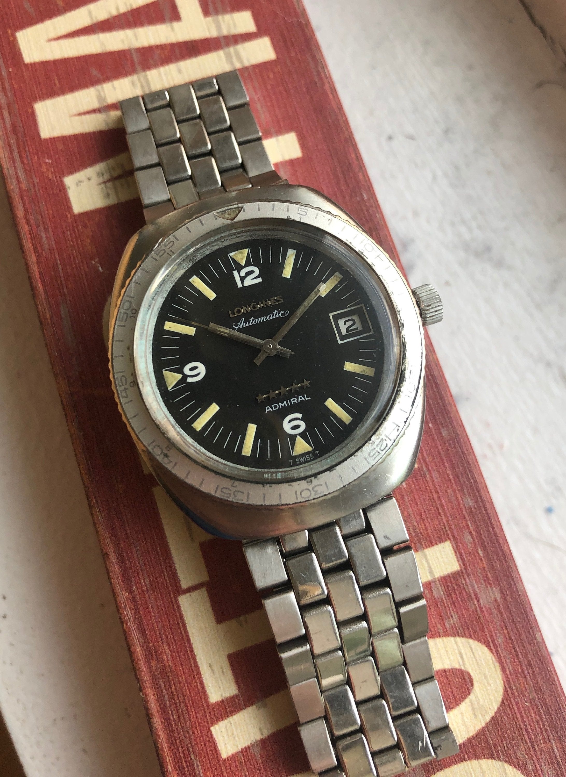 Vintage Longines Admiral Diver Stainless Steel Automatic w/ Bracelet Watch
