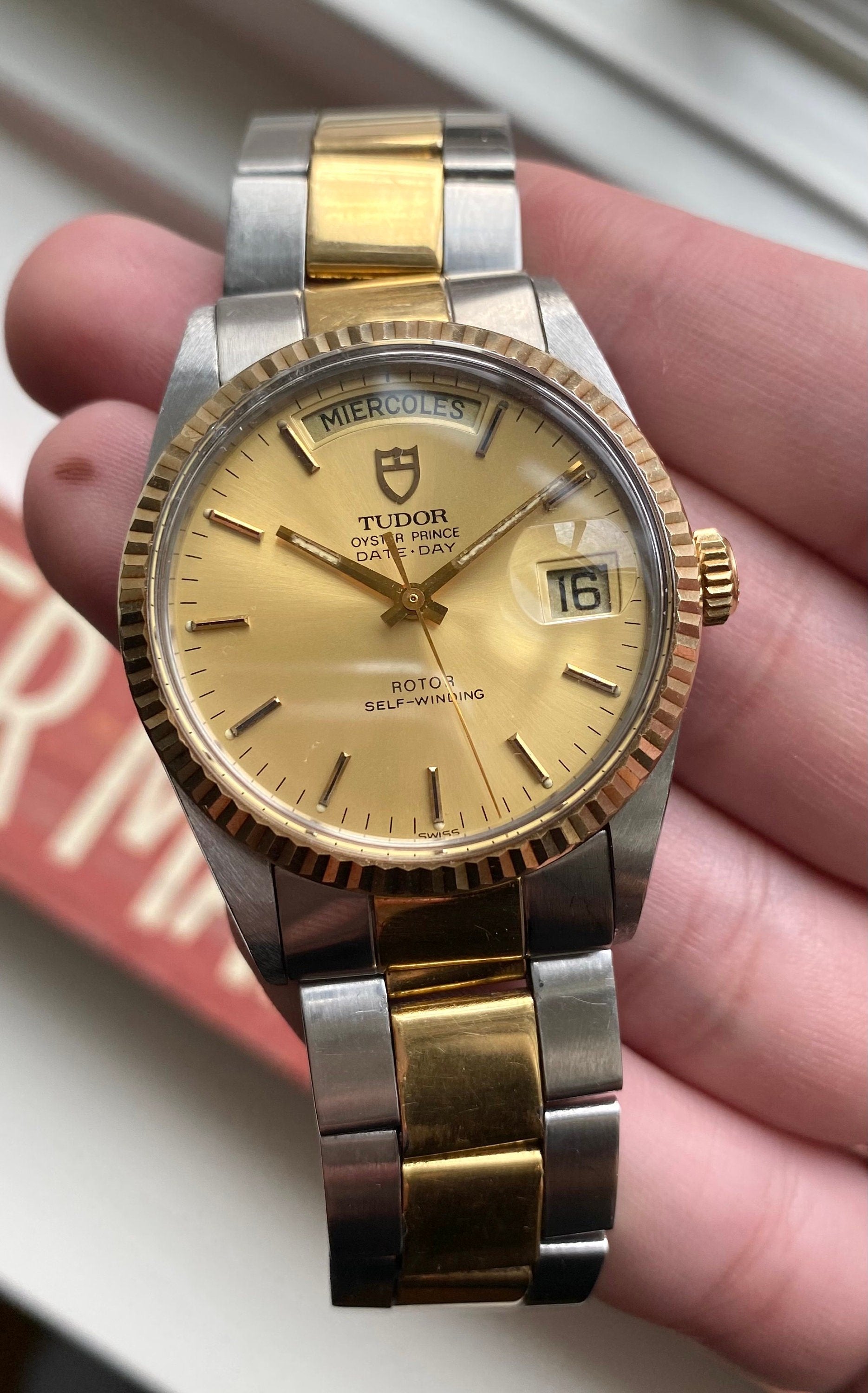 Tudor Oysterprince Dateday Quickset Champagne Sunburst Dial Two Tone Watch