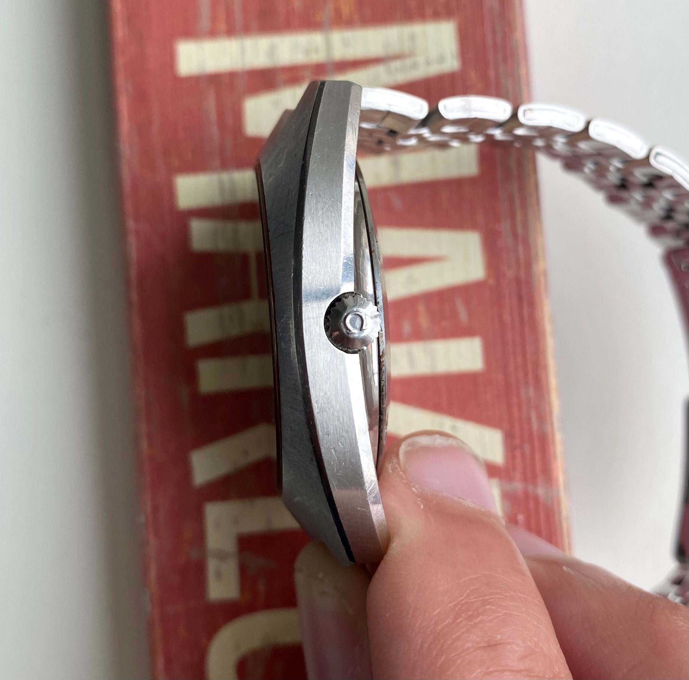 Vintage Omega Seamaster Automatic Ref. 166.110 Blue Dial Quickset Egg Case Watch