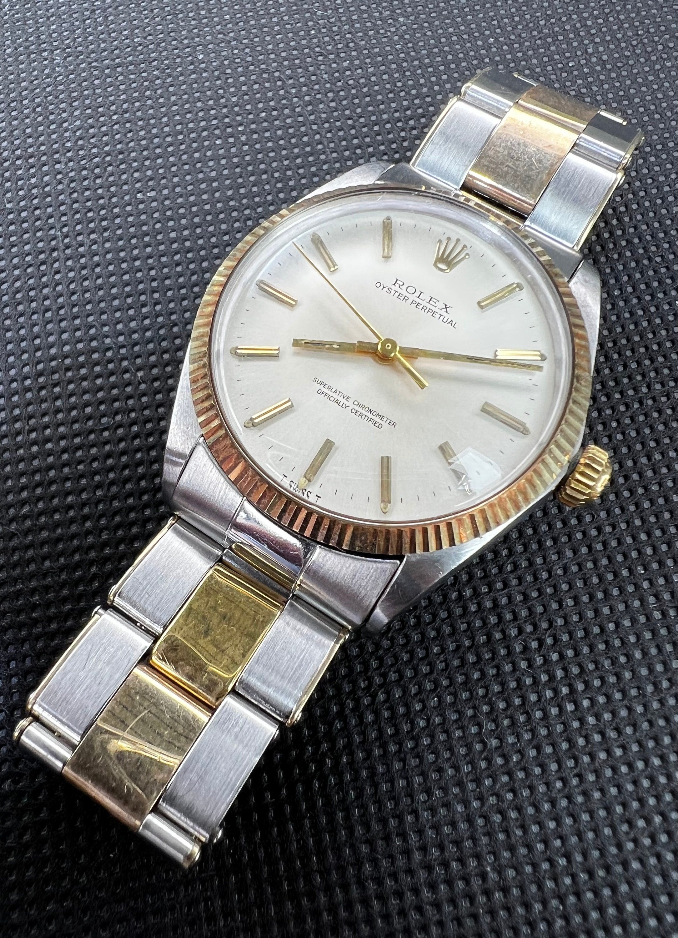 Rolex Oyster Perpetual 1005 Vintage Automatic Silver Dial Two Tone Case