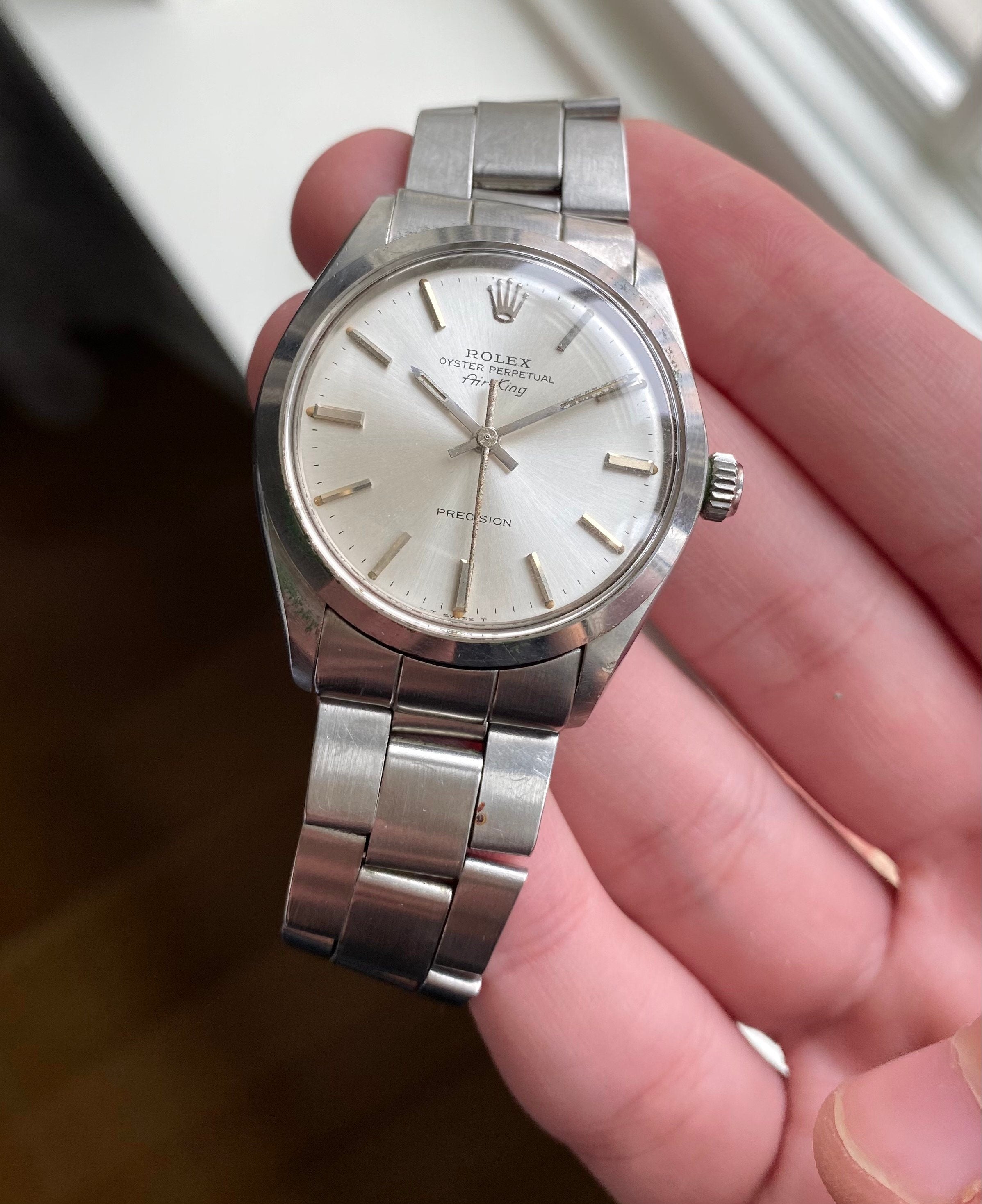 Vintage Rolex Air King Precision Ref 5500 Automatic Silver Dial 34mm Watch