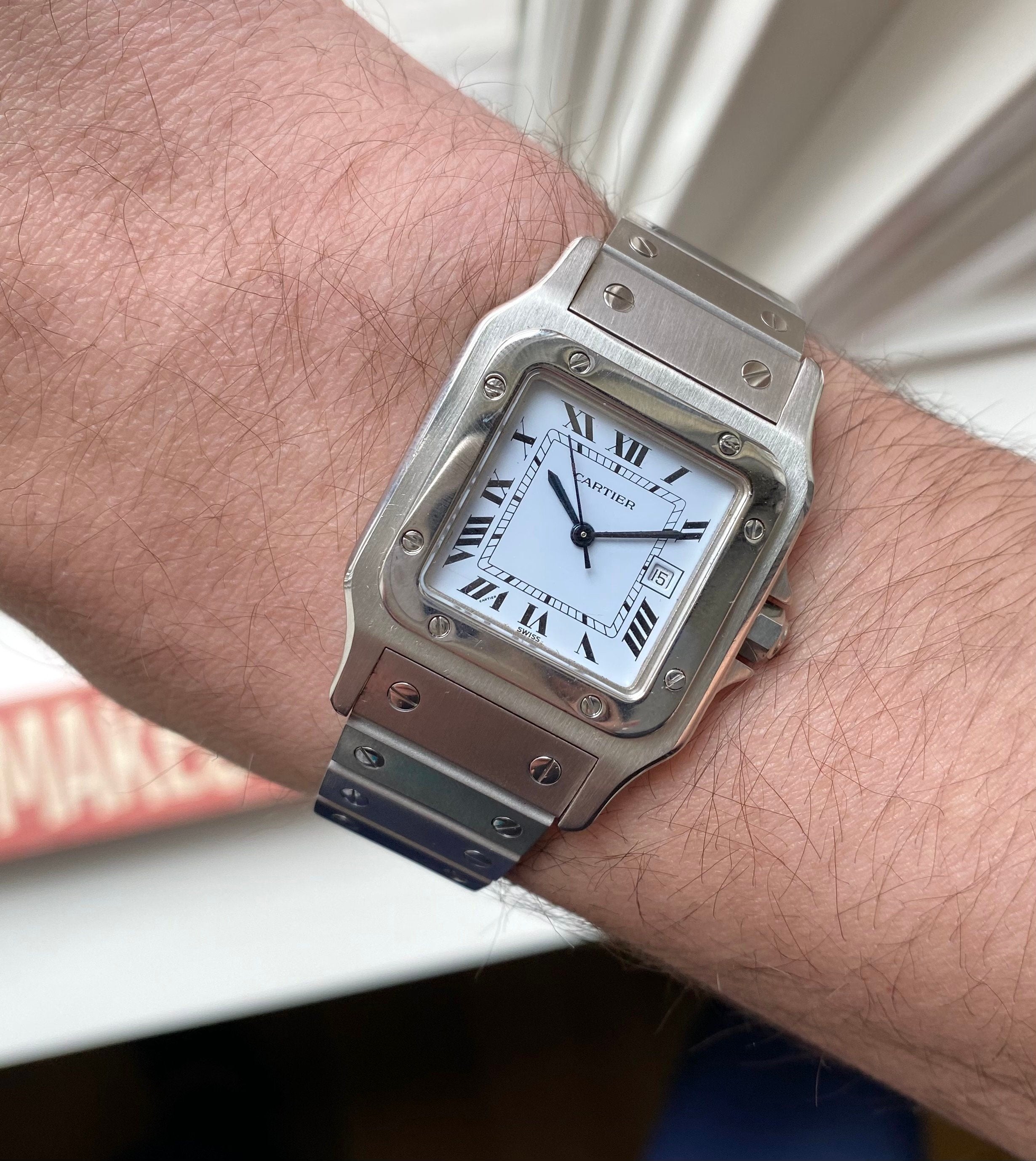 Cartier Santos 80s Ref 2960 Automatic White Roman Numeral Dial 29mm w/ Box Watch