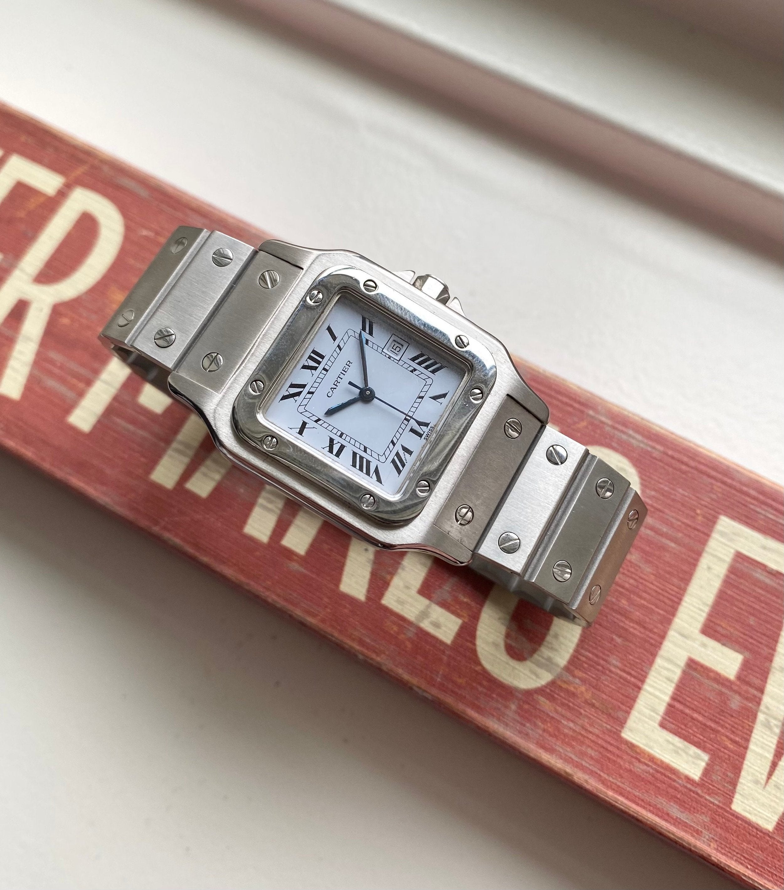 Cartier Santos 80s Ref 2960 Automatic White Roman Numeral Dial 29mm w/ Box Watch