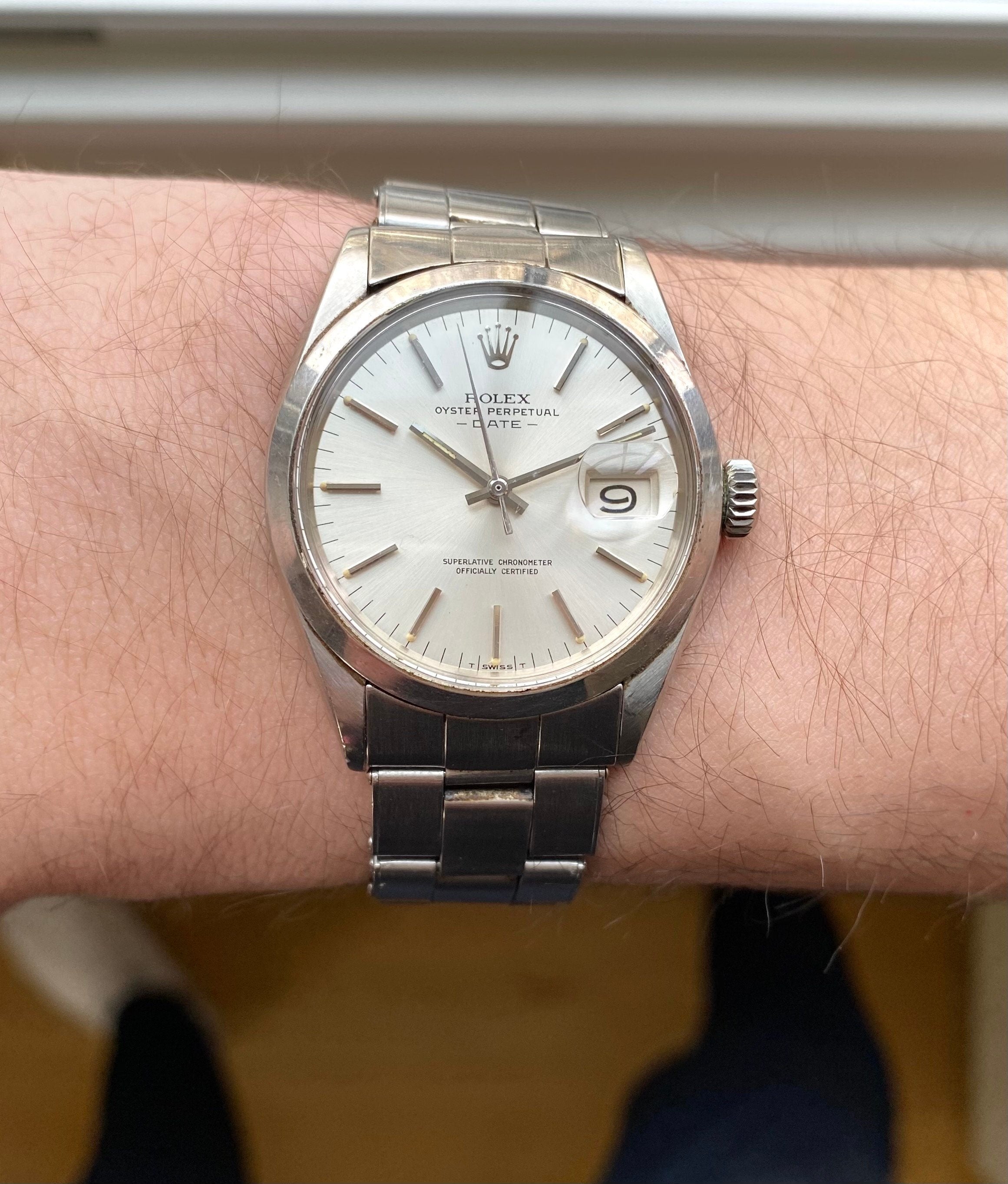 Vintage Rolex OP Date 70s Ref 1500 Silver Dial 34mm Watch