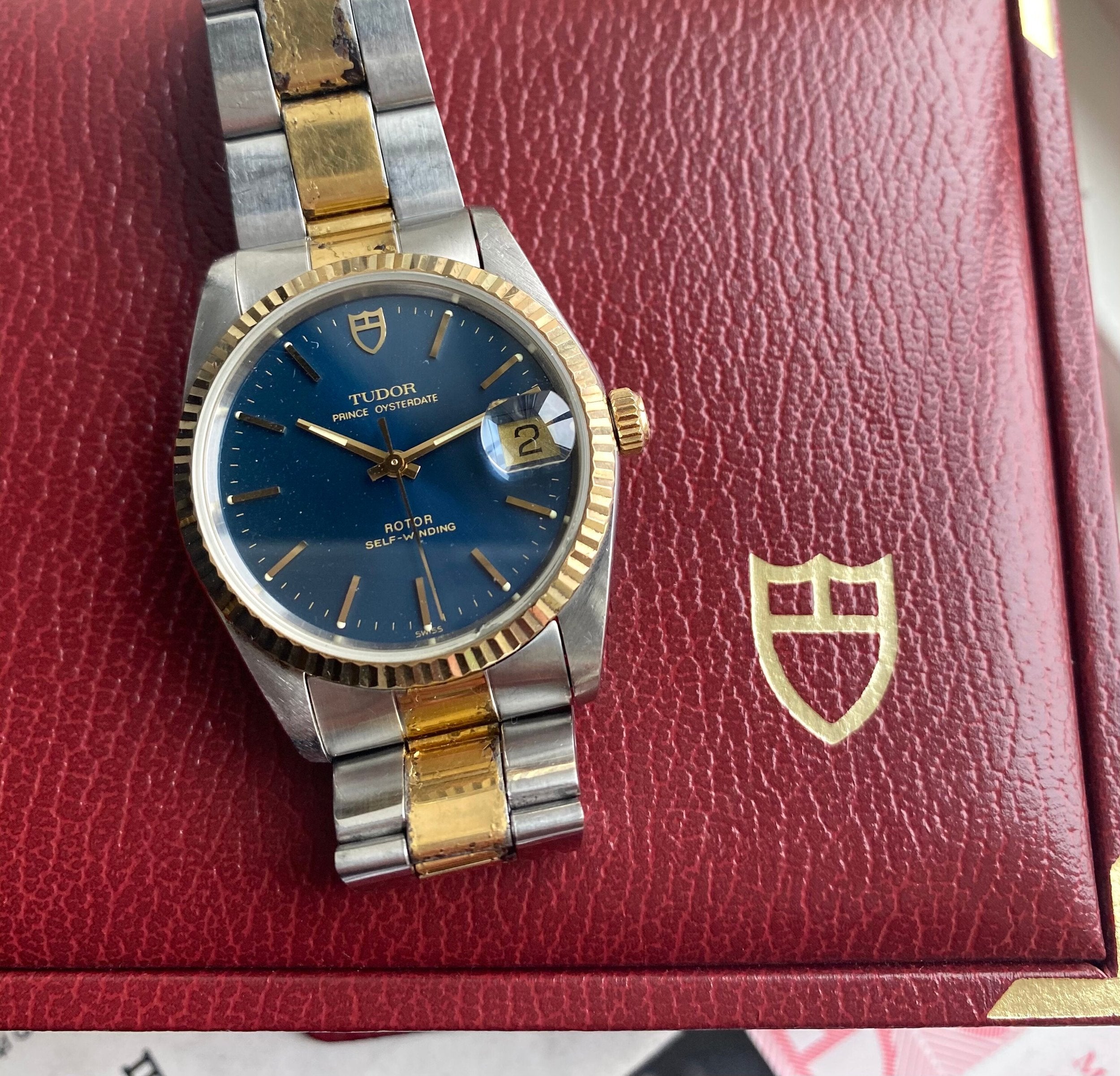 Tudor Prince Oysterdate 74033 Two Tone Automatic Blue Dial w/ Box - Papers Watch