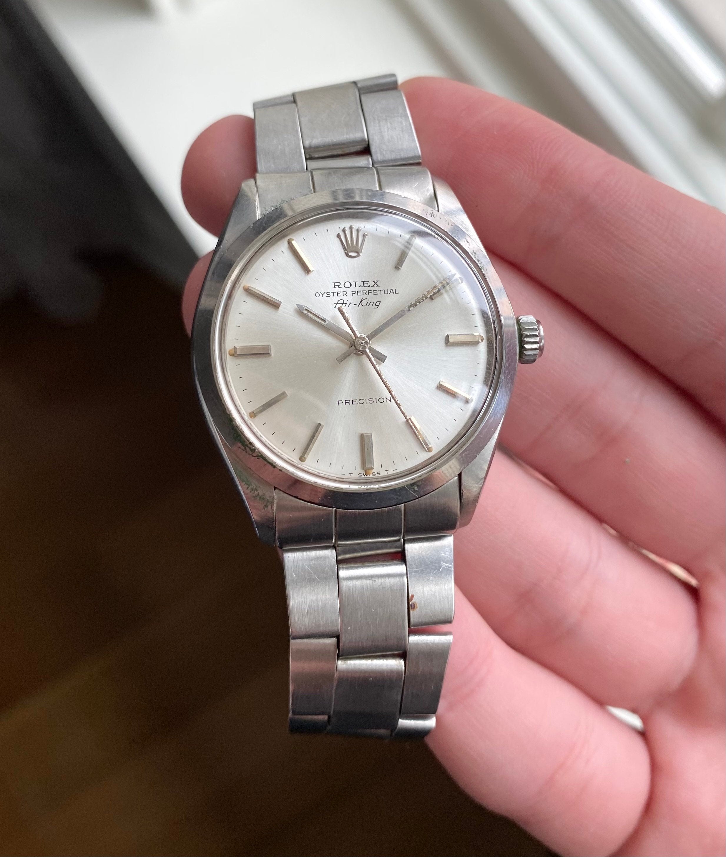 Vintage Rolex Air King Precision Ref 5500 Automatic Silver Dial 34mm Watch
