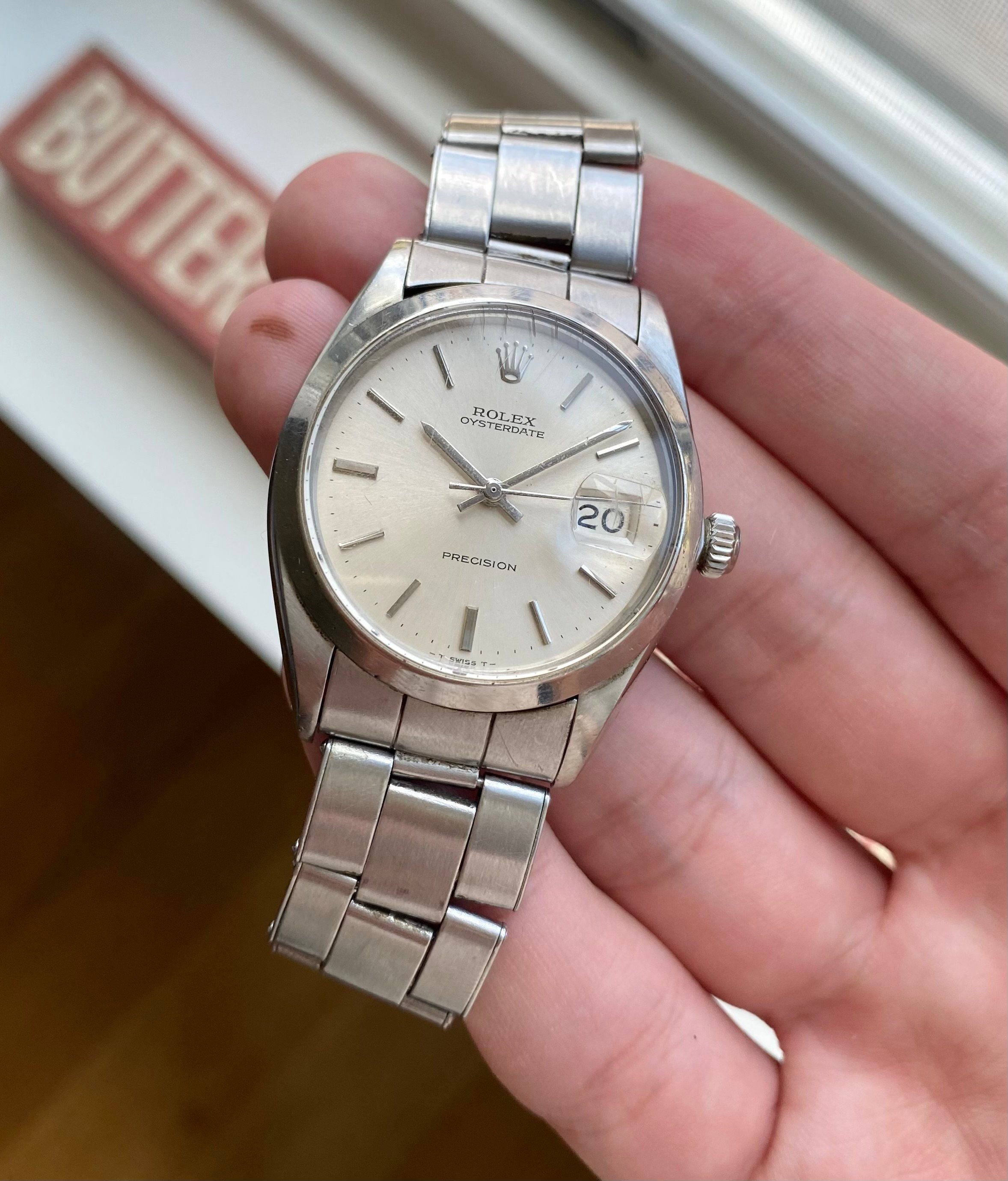 Vintage Rolex Oysterdate Precision Ref 6694 Manual Wind Silver Dial 34mm Watch